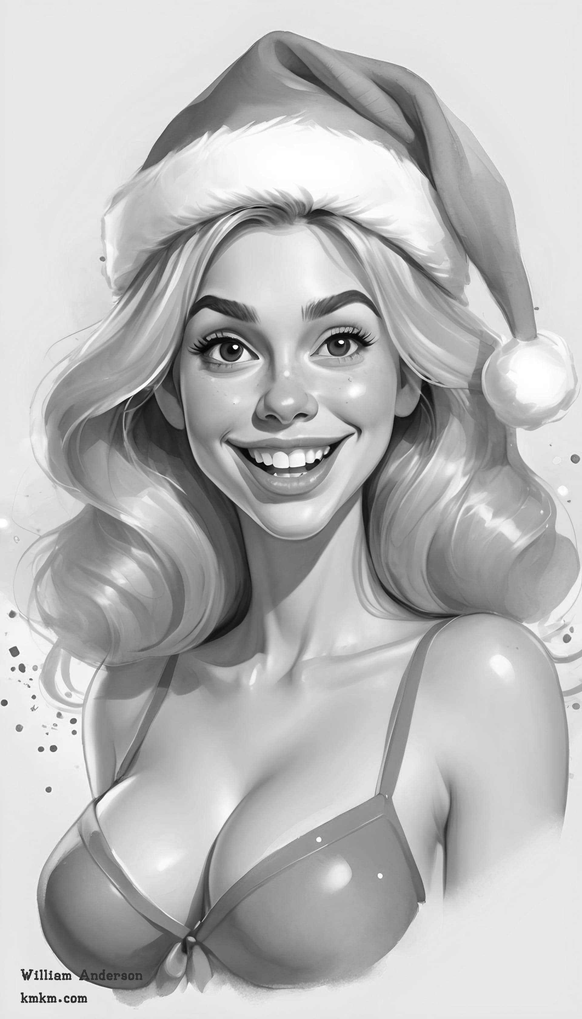 Black and white cartoon caricature 04