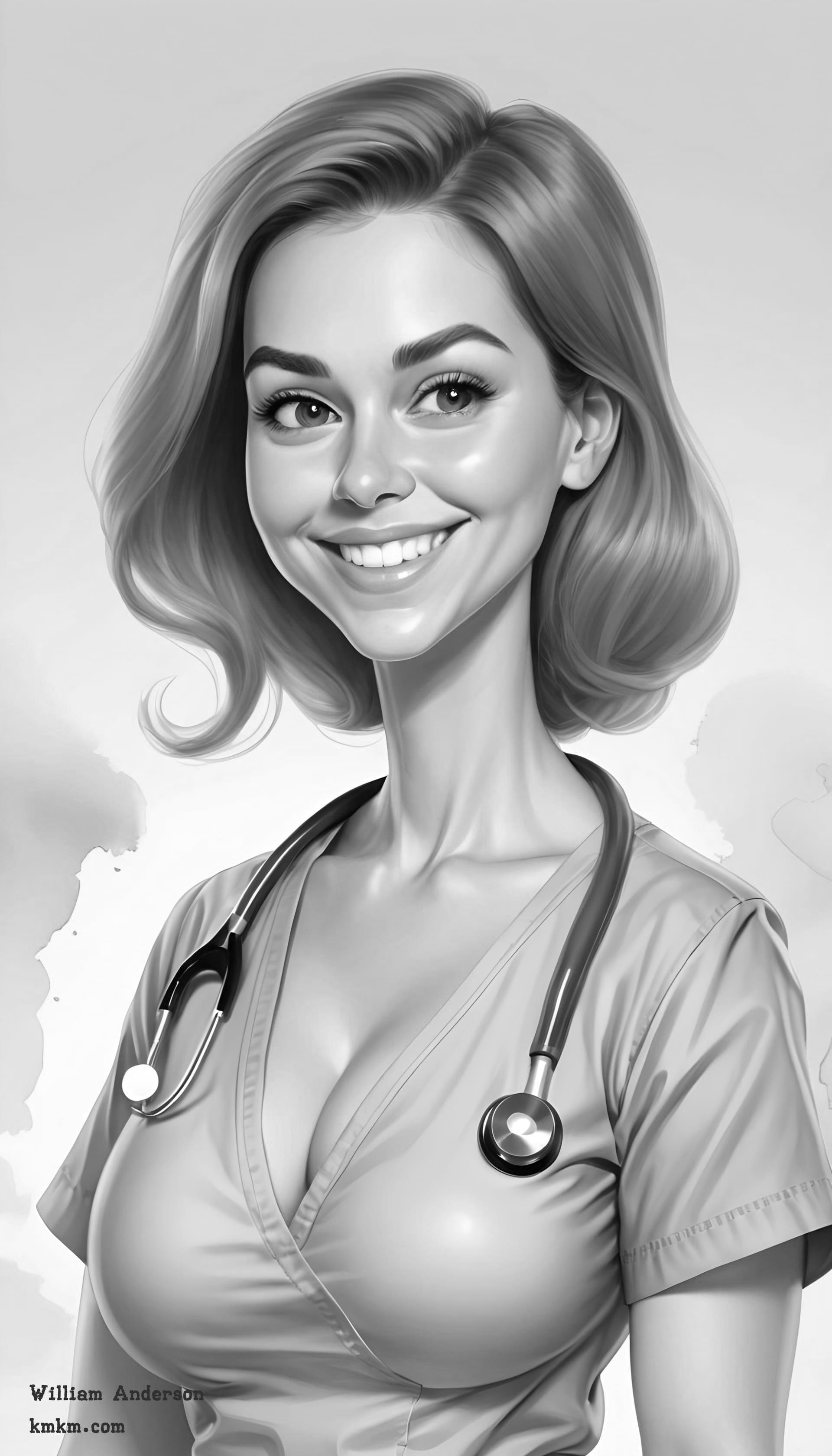 Black and white custom caricature 20