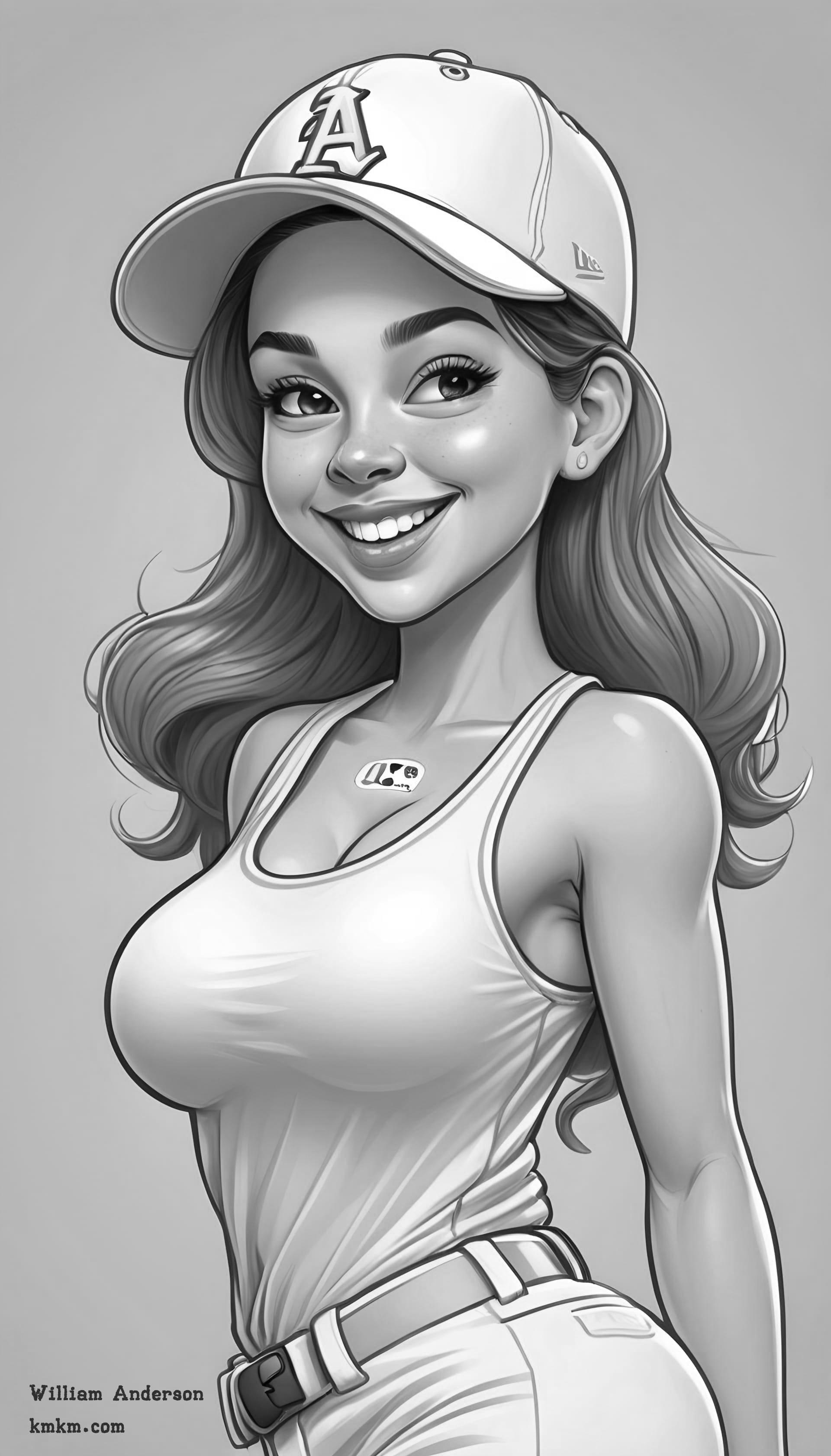 Black and white cute caricature 01