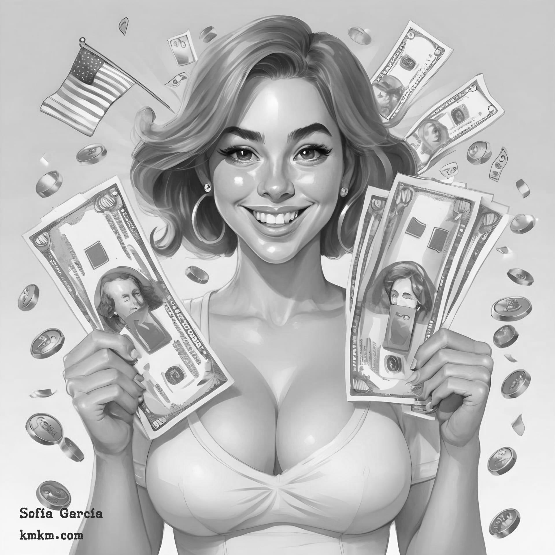 Black and white funny caricature drawing 02