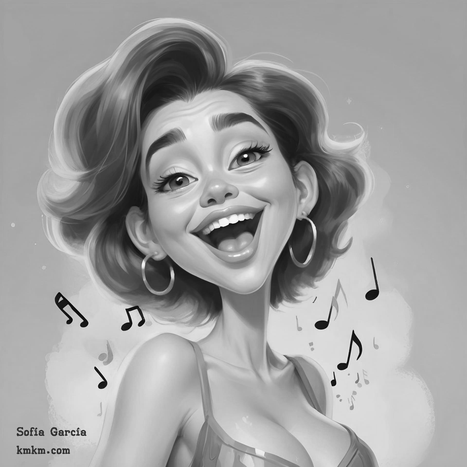 Black and white funny caricature drawing 04