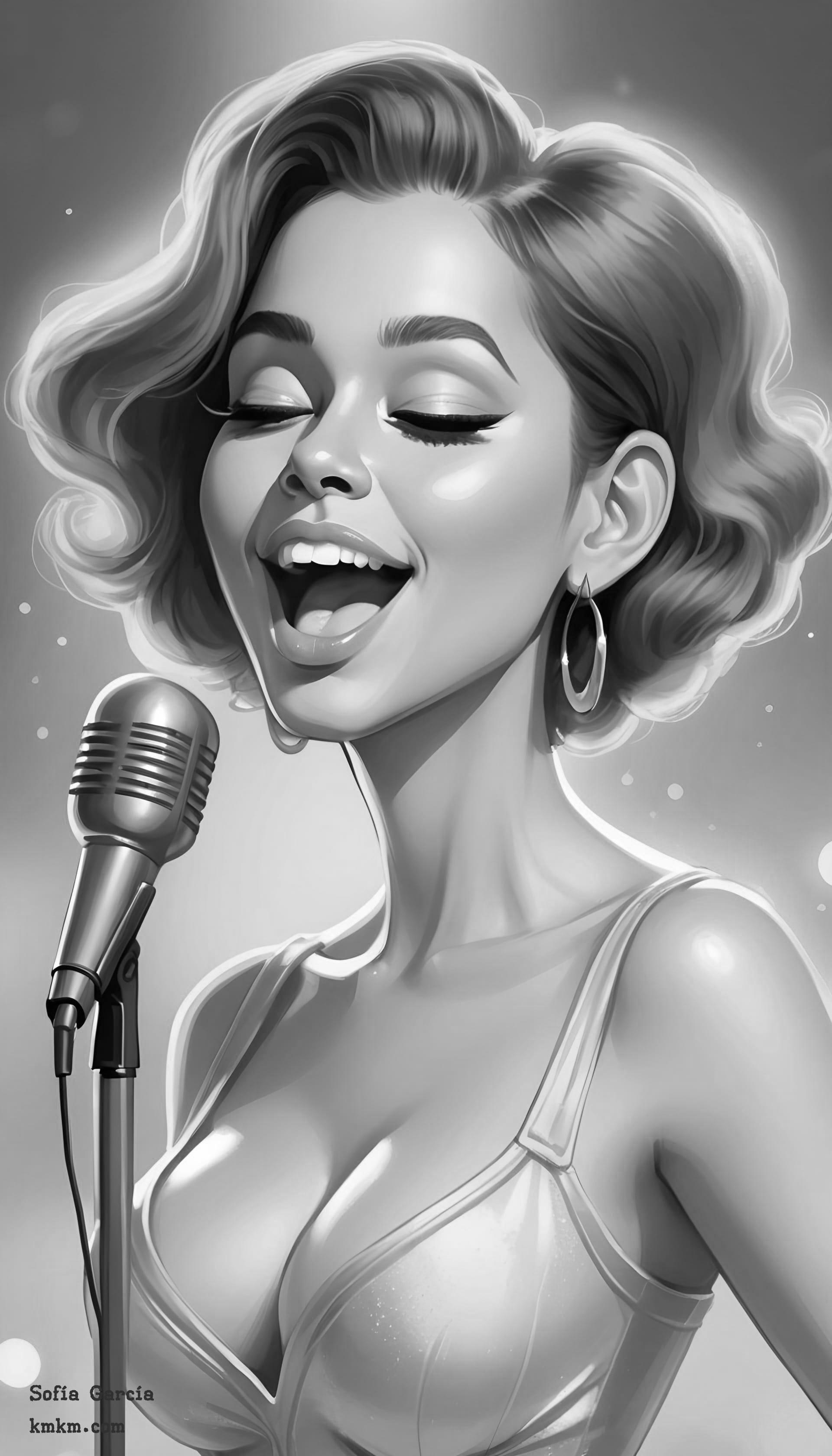 Black and white funny caricature drawing 05
