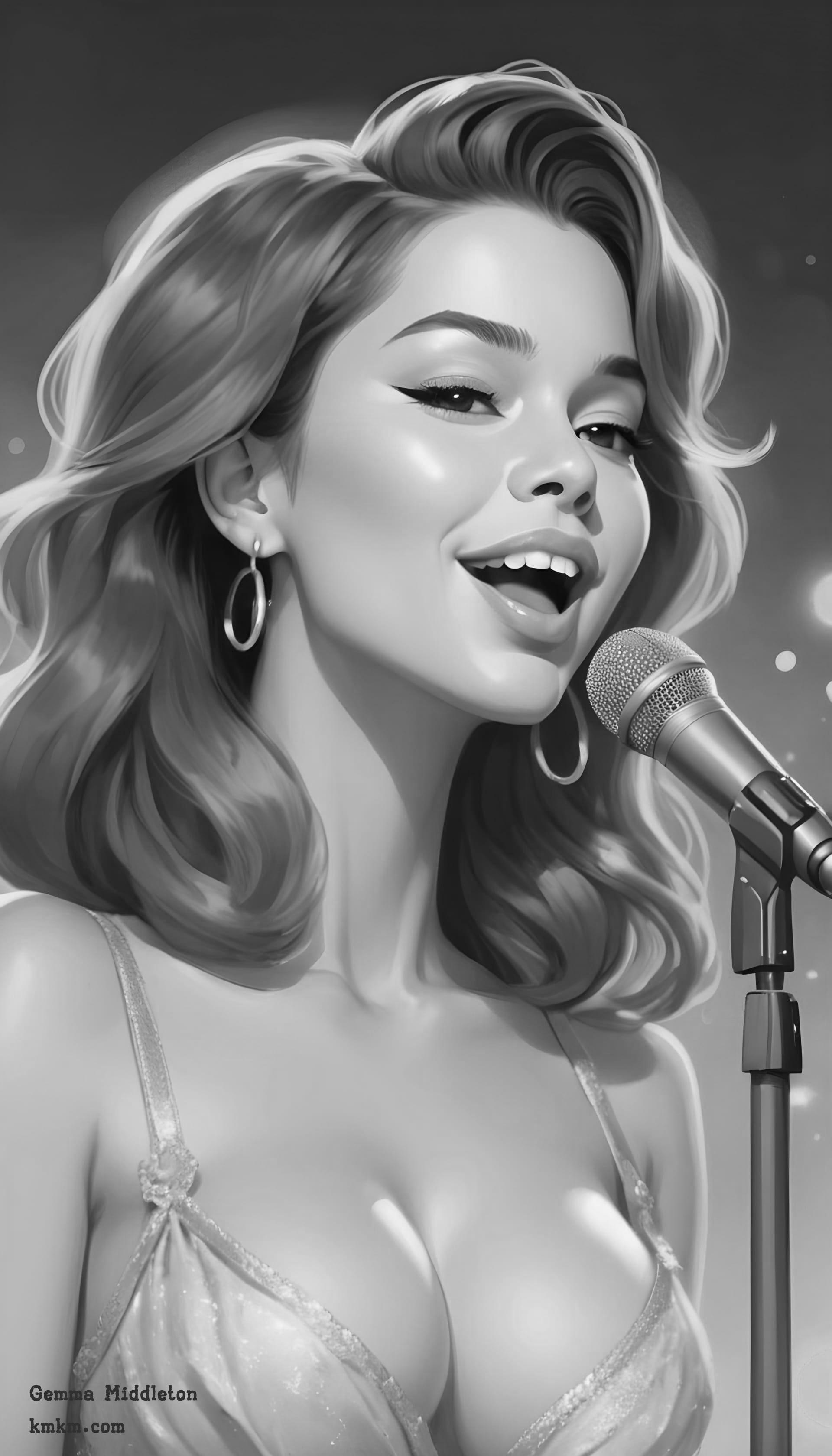 Black and white funny caricature drawing 06