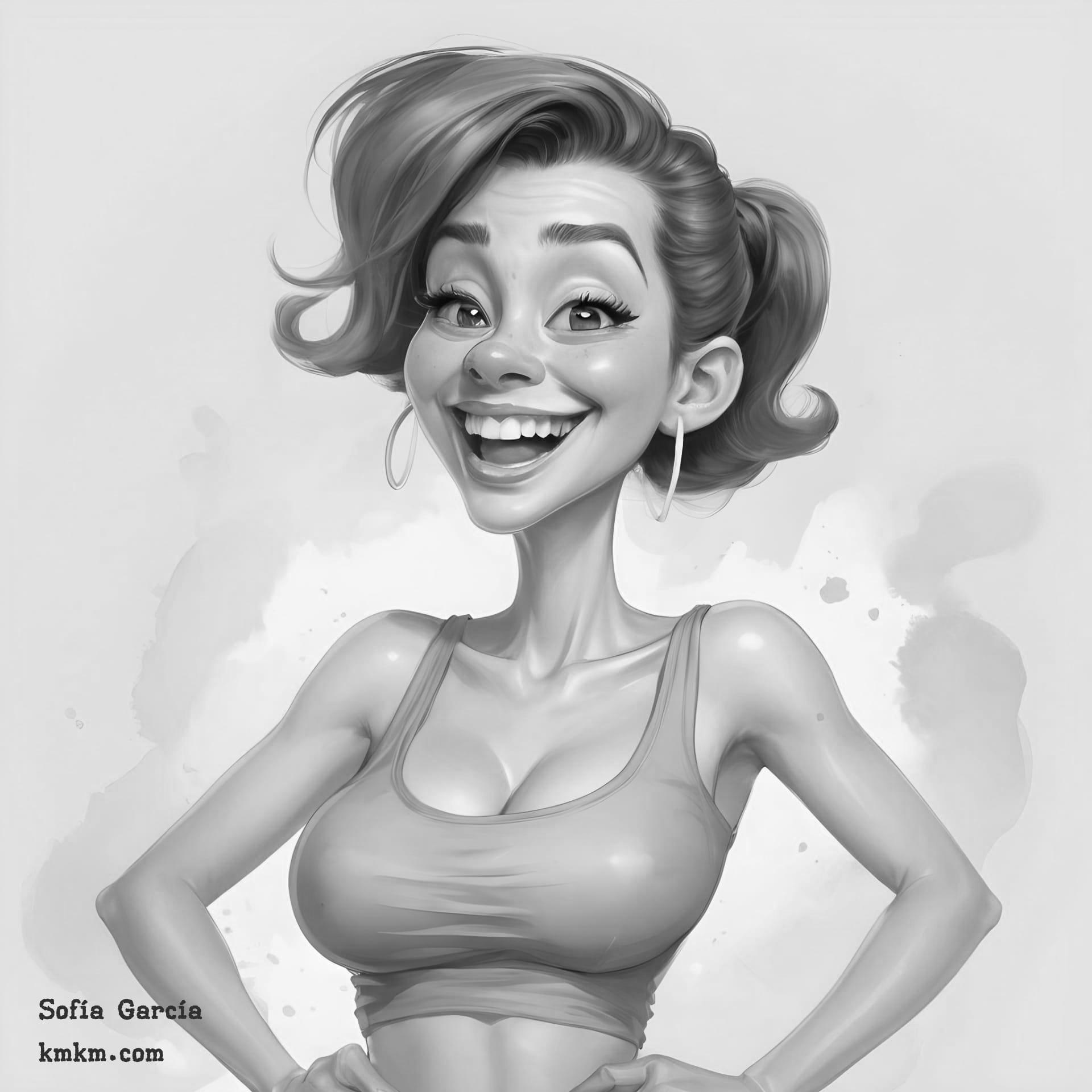 Black and white funny caricature drawing 11