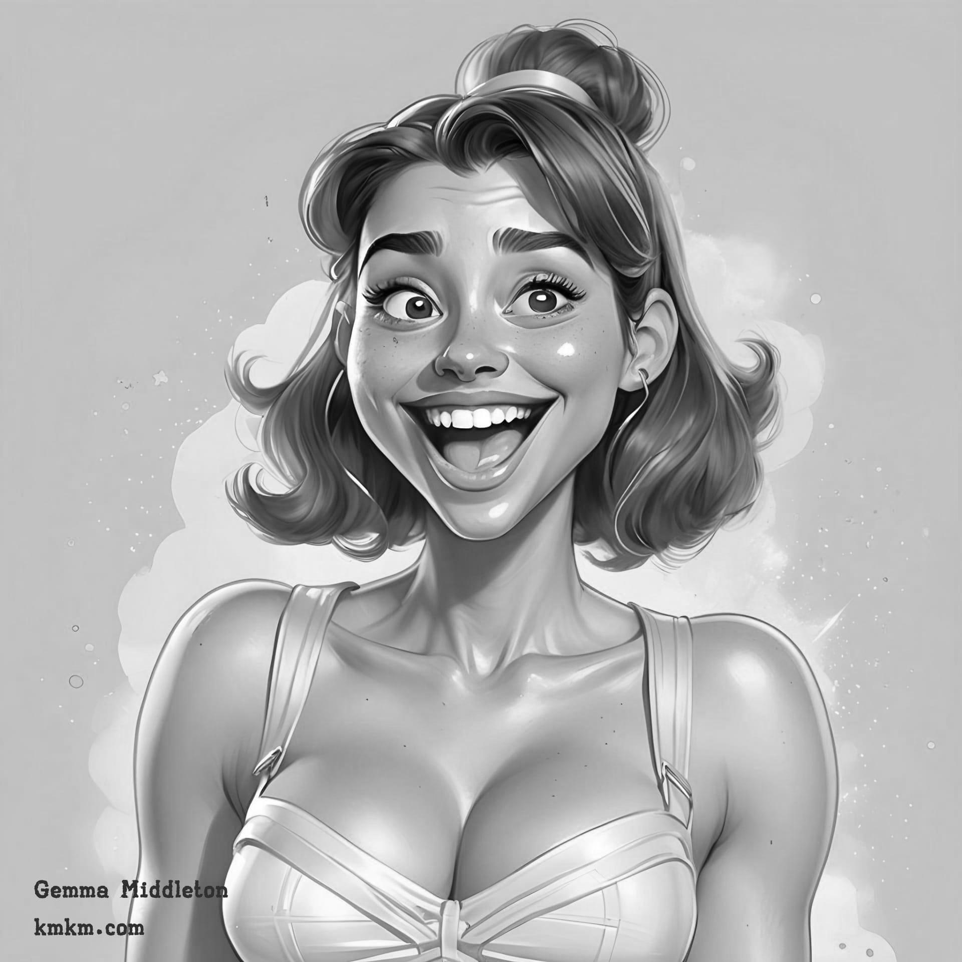 Black and white funny caricature drawing 12