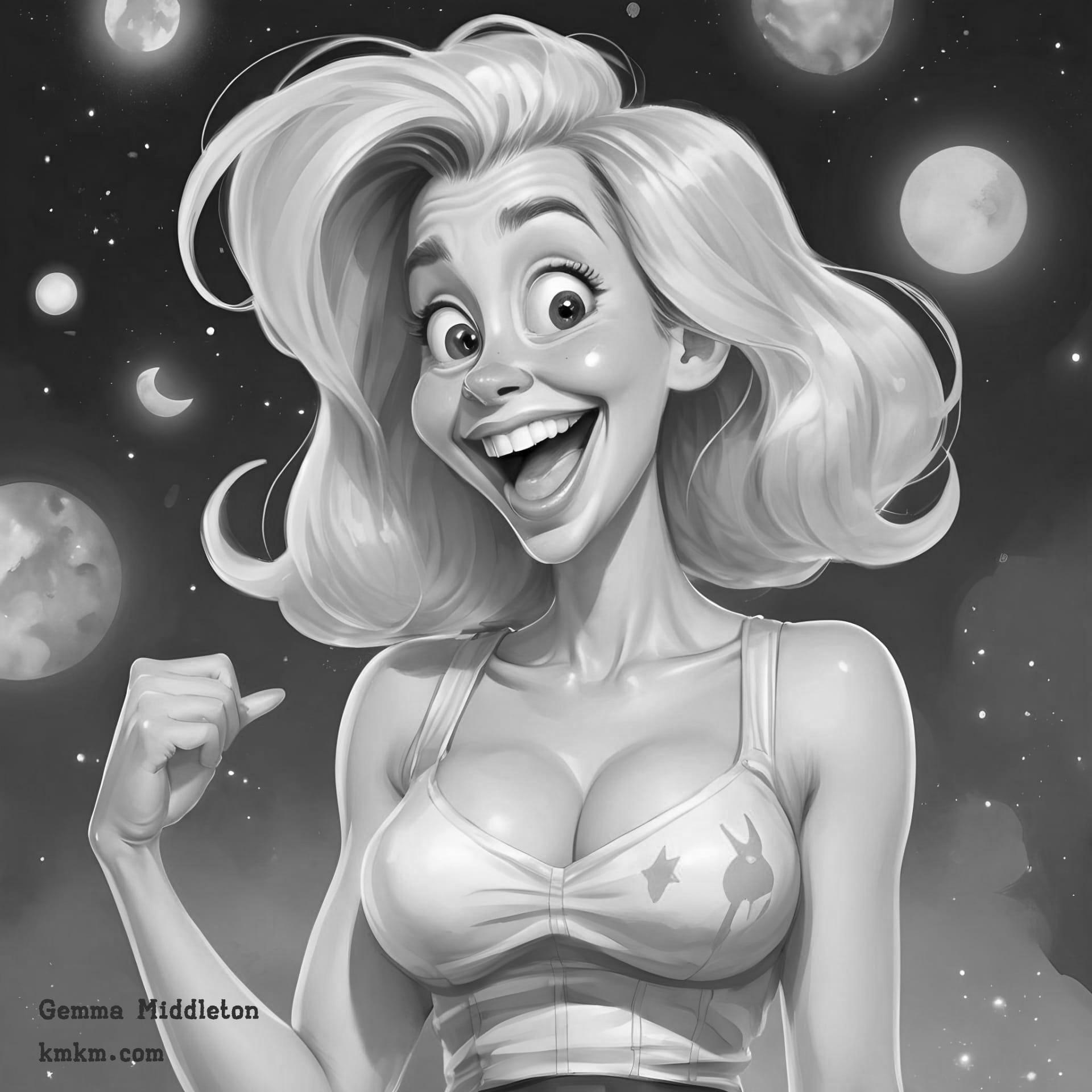 Black and white funny caricature drawing 13
