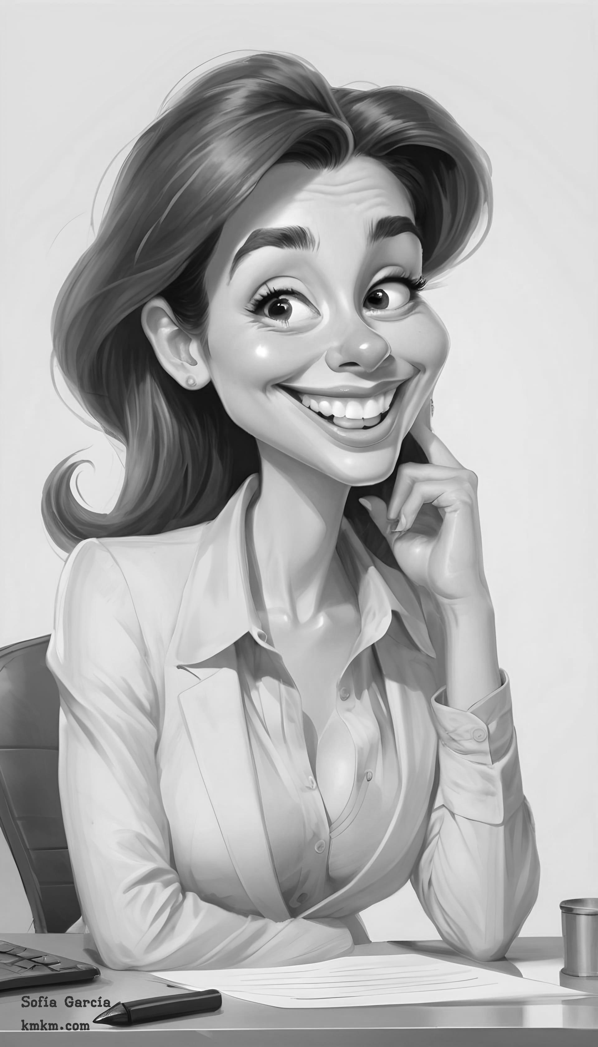 Black and white funny caricature drawing 17
