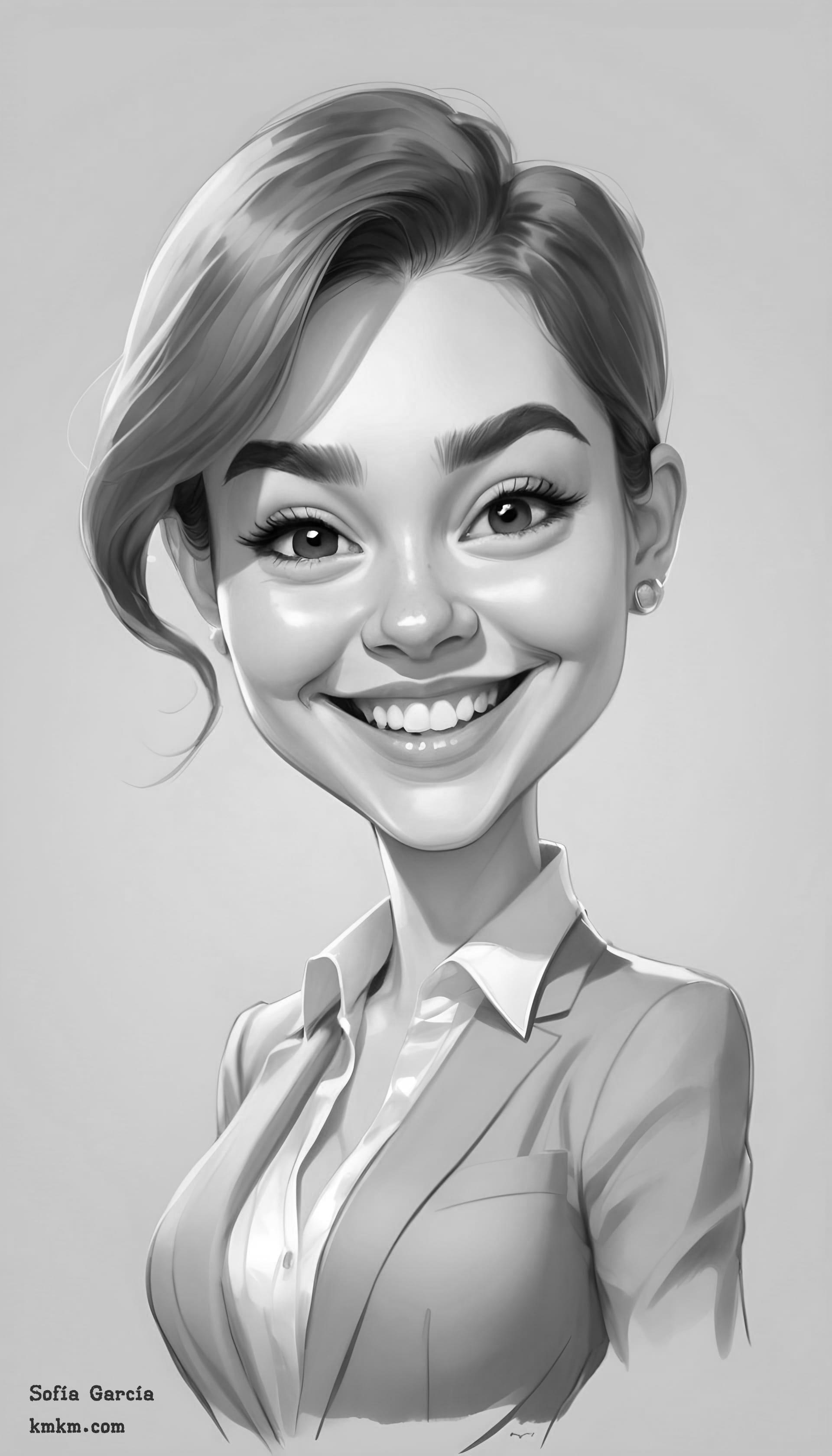 Black and white funny caricature drawing 20