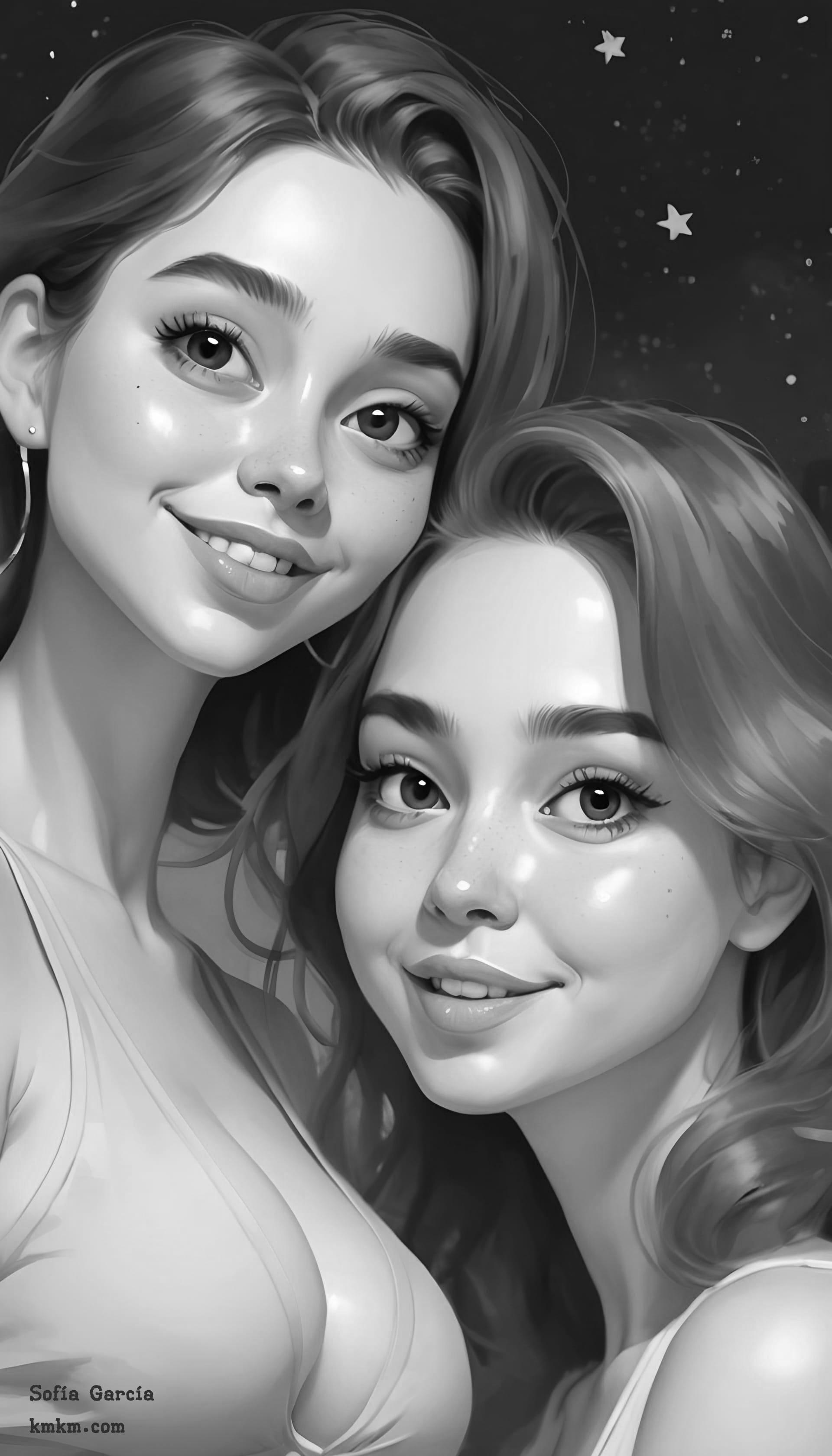 Black and white personalized caricature 01