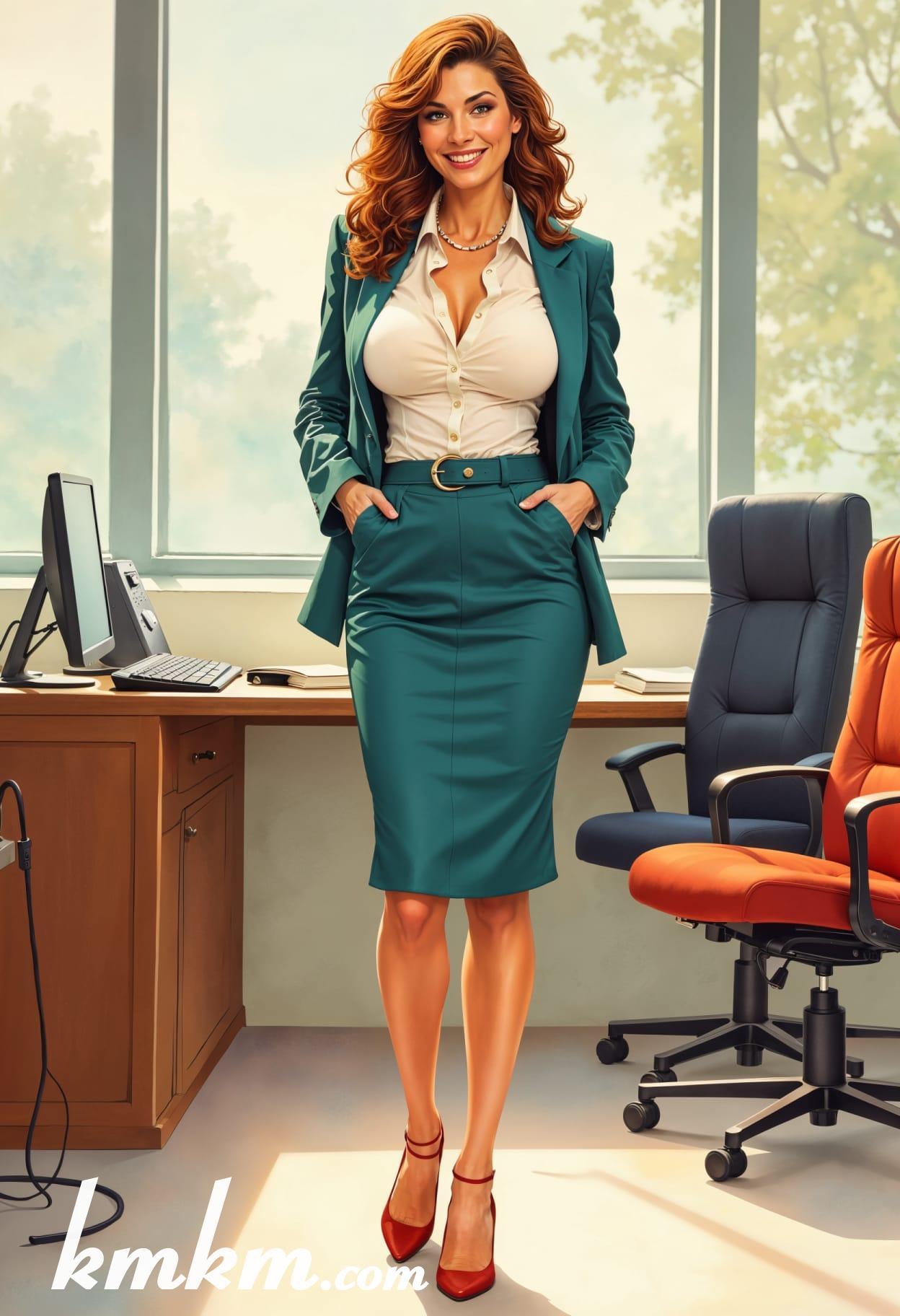 Business girl cartoon caricature sketch drawing 09