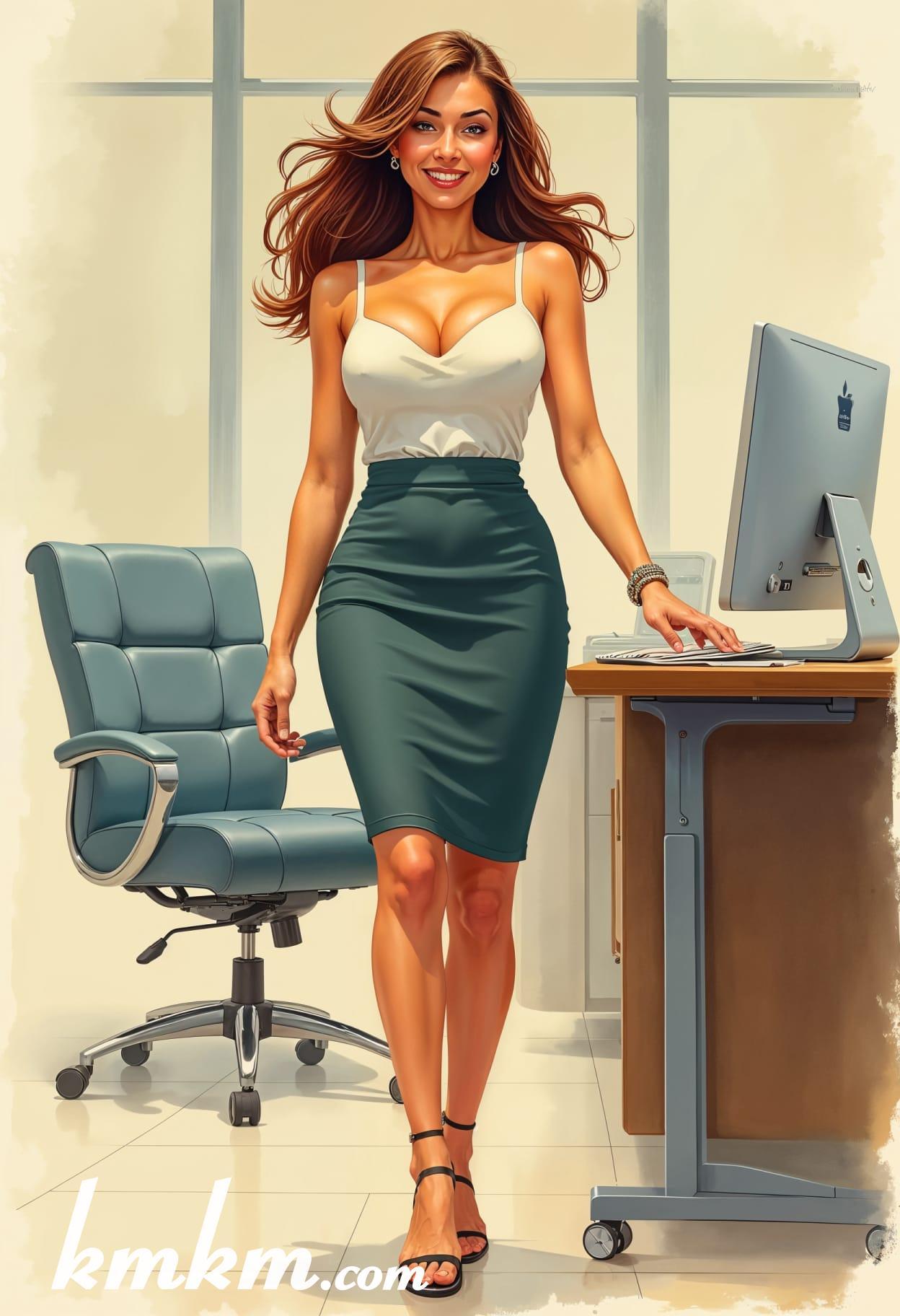 Business girl cartoon sketch painting 05