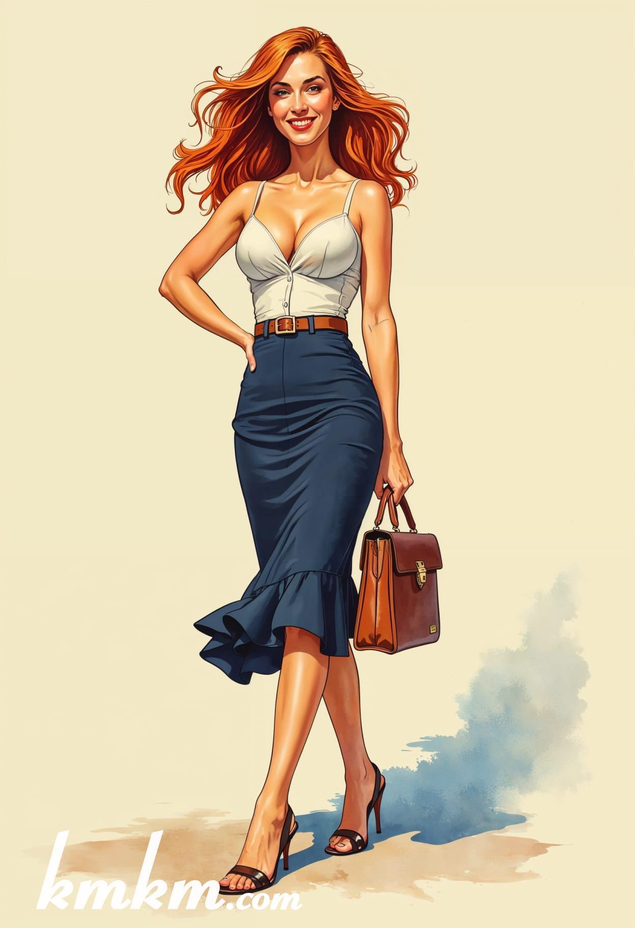 Business girl cartoon sketch painting 10