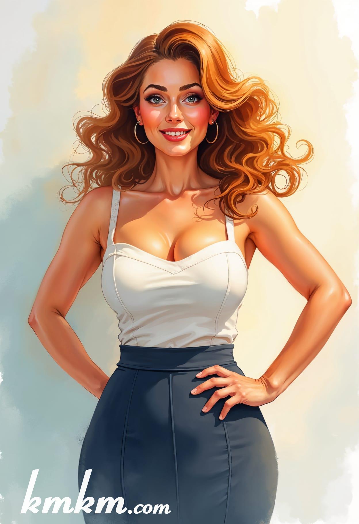 Business girl cartoon sketch painting 18