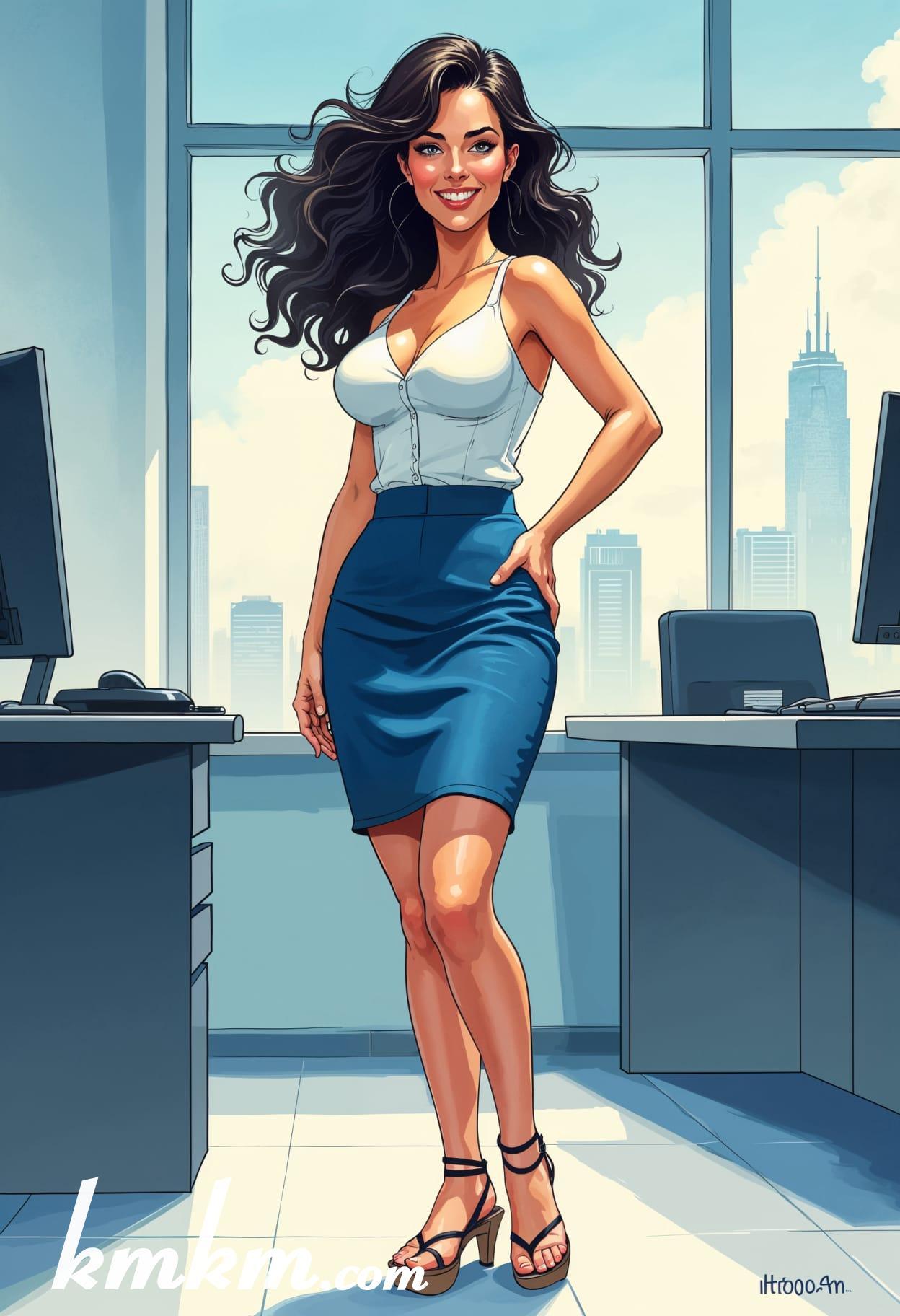 Business girl outfit illustration drawing 08