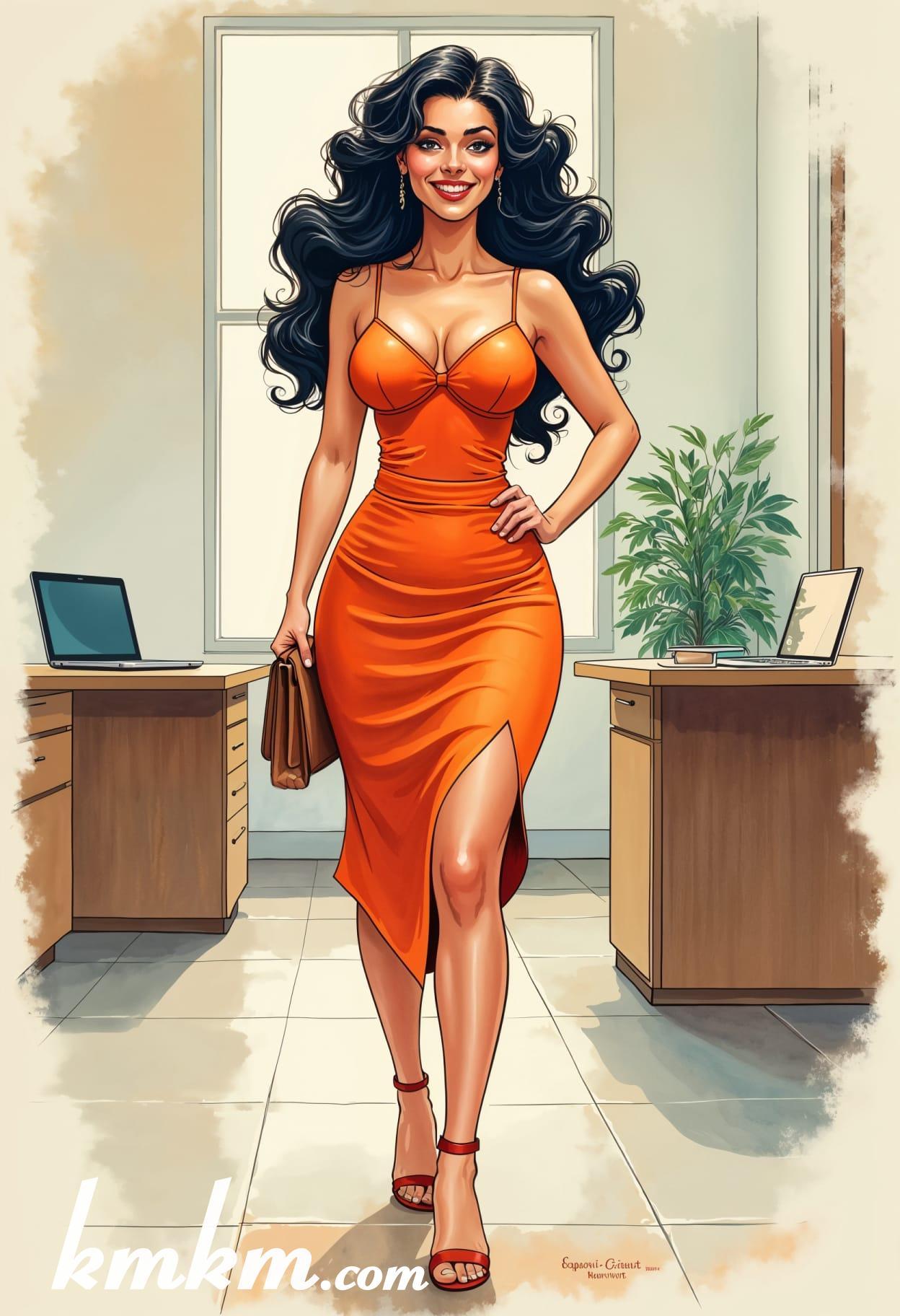 Business girl outfit sketch drawing 06