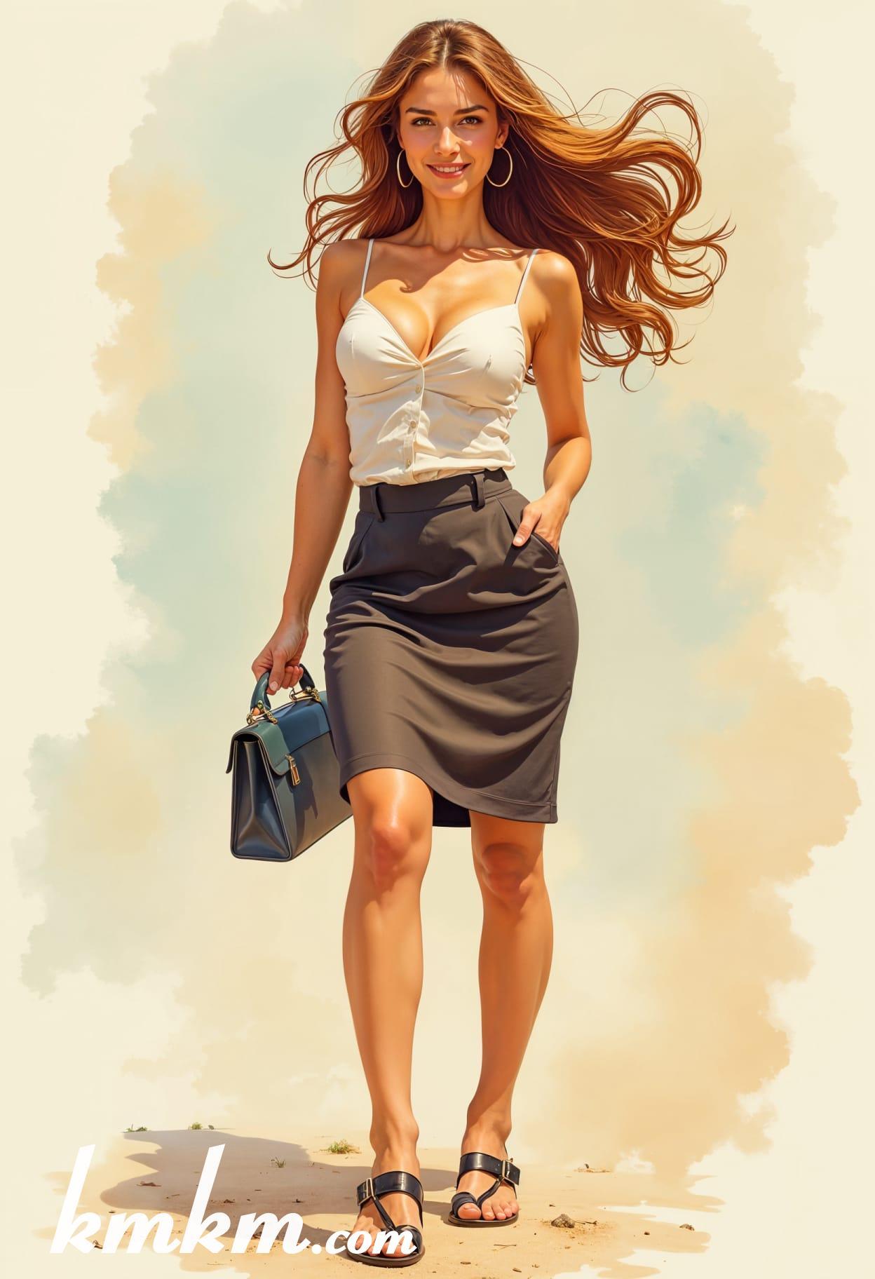 Business girl outfit sketch drawing 10