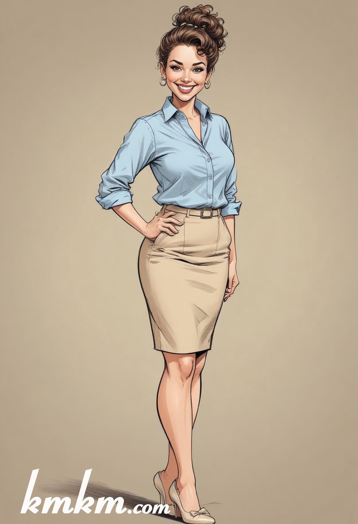 Businesswoman caricature cartoon drawing 02