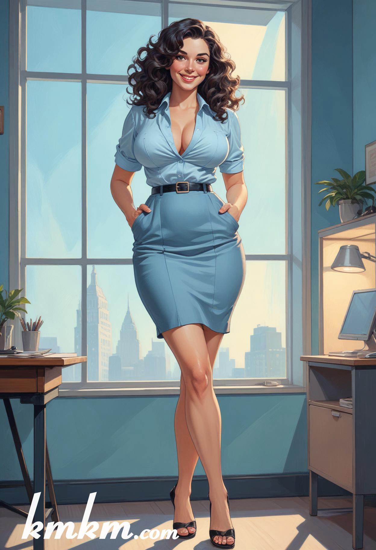 Businesswoman outfit aesthetic cartoon drawing 01
