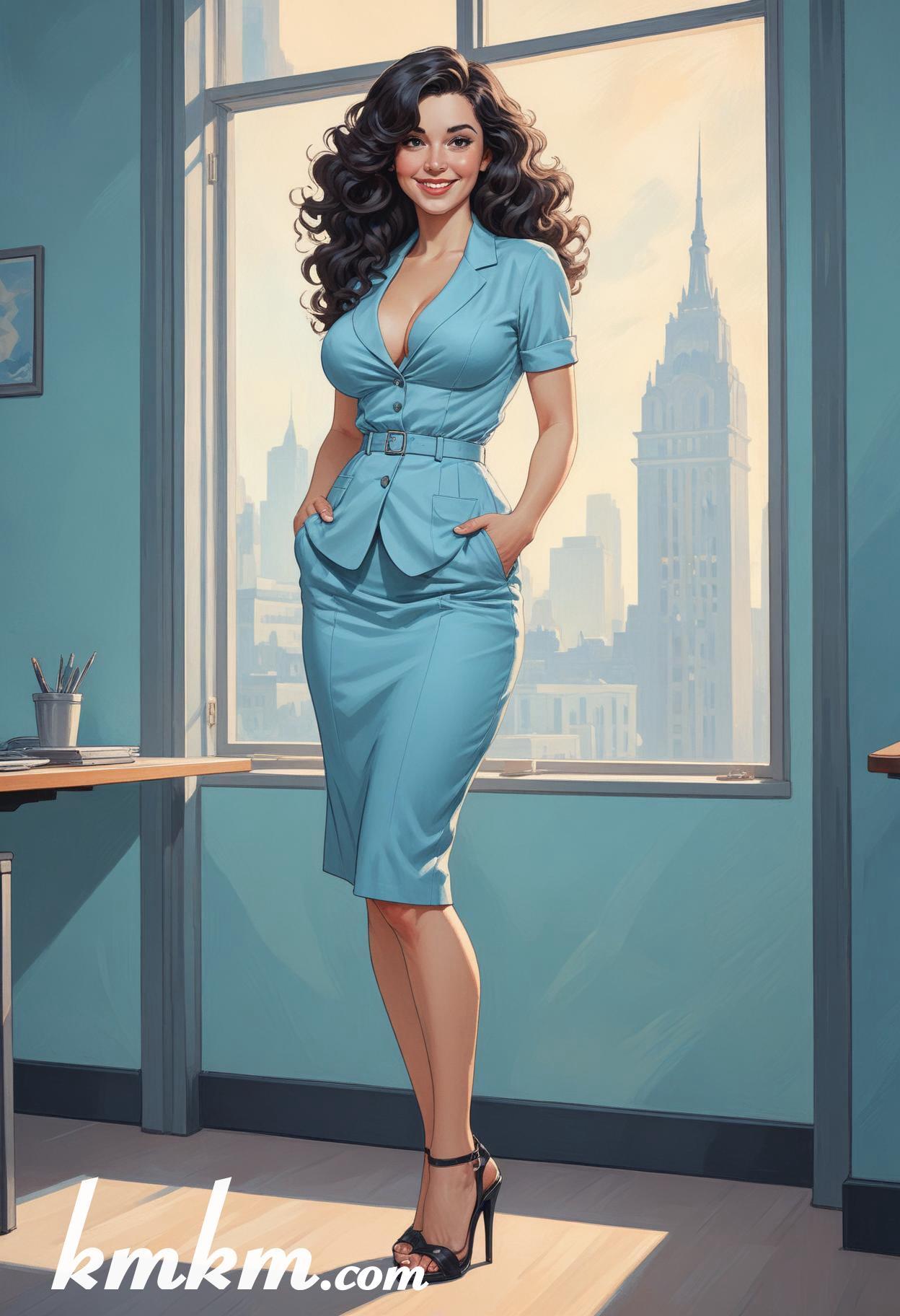 Businesswoman outfit aesthetic cartoon drawing 02