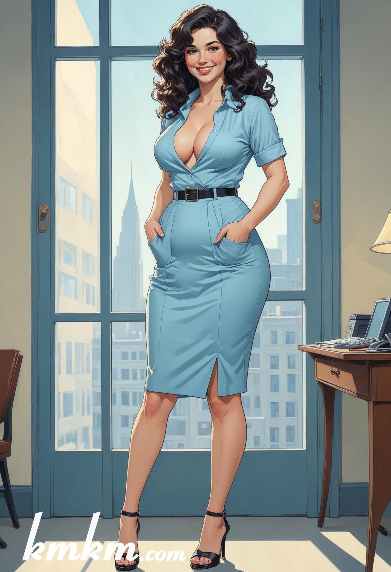 Businesswoman outfit aesthetic cartoon drawing 04