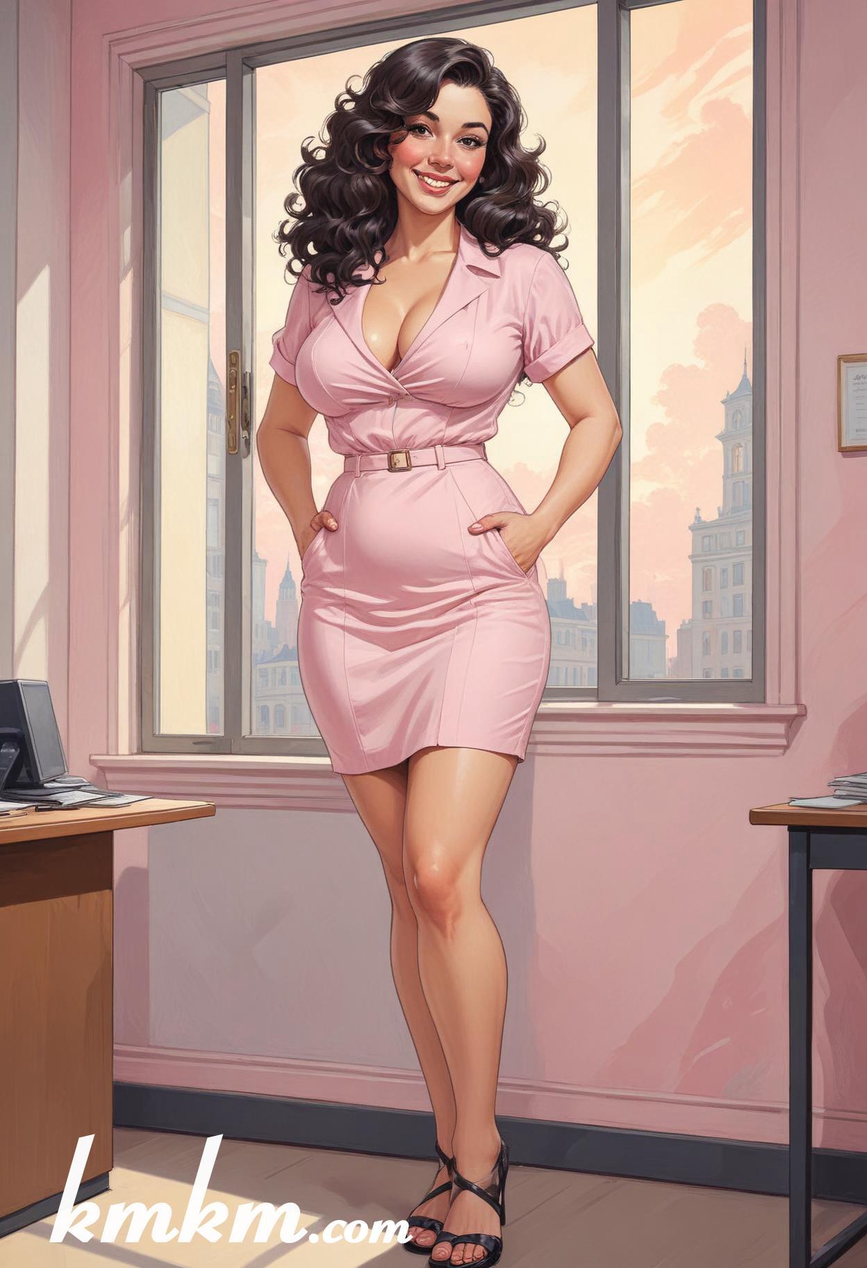 Businesswoman outfit skirt cartoon drawing 03