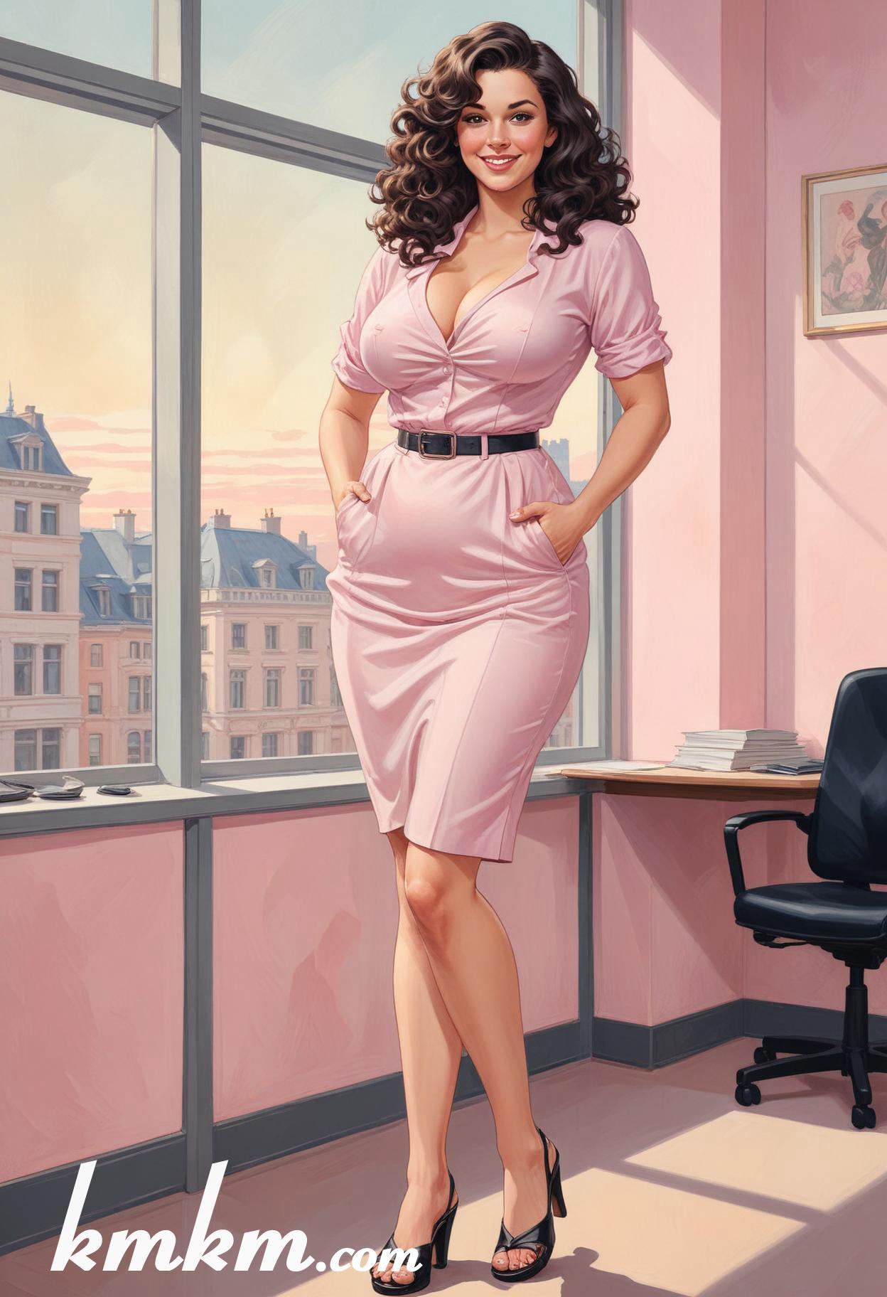 Businesswoman outfit skirt cartoon drawing 04