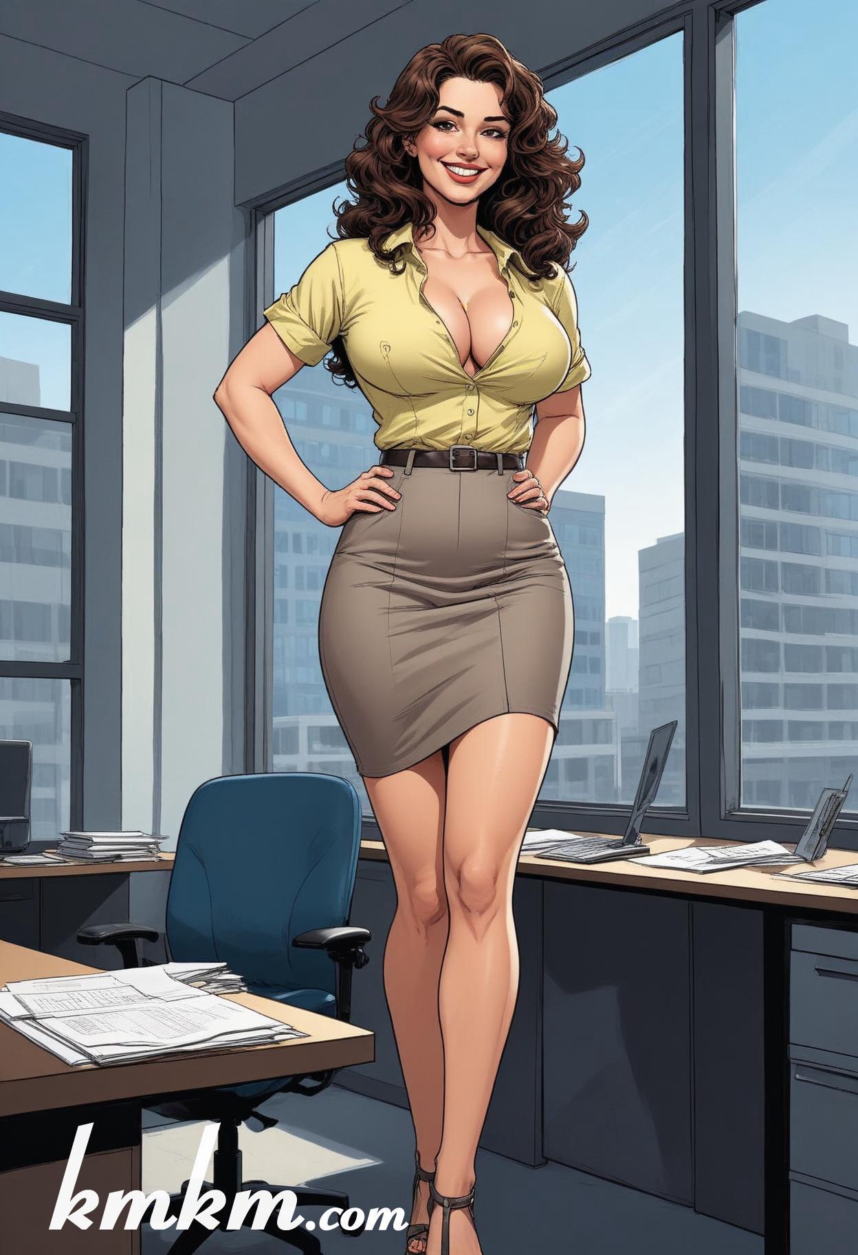Businesswoman outfit skirt cartoon drawing 07