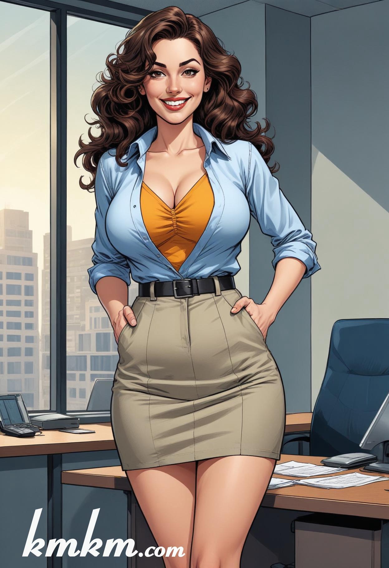 Businesswoman outfit skirt cartoon drawing 08