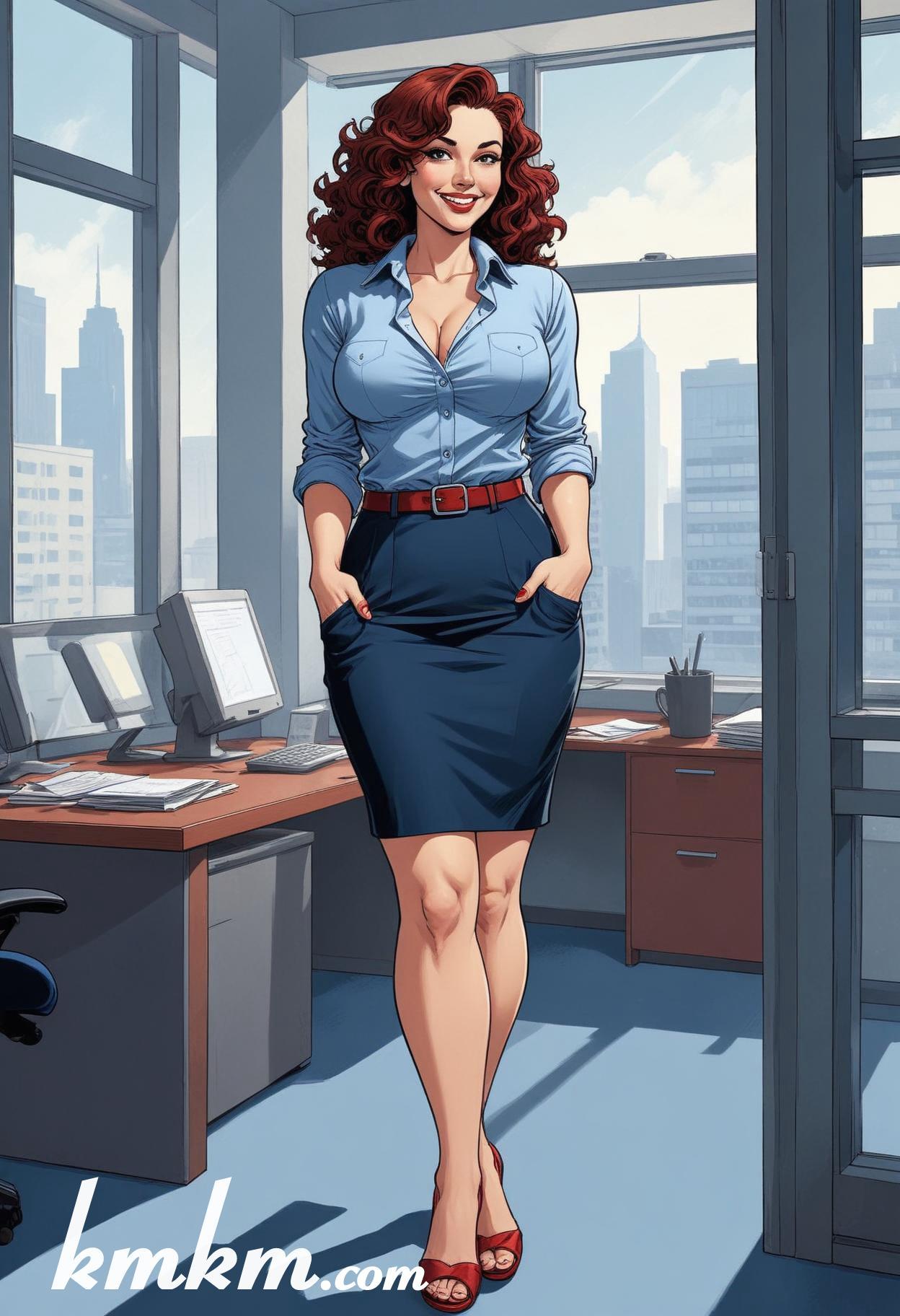 Businesswoman outfit skirt cartoon drawing 11