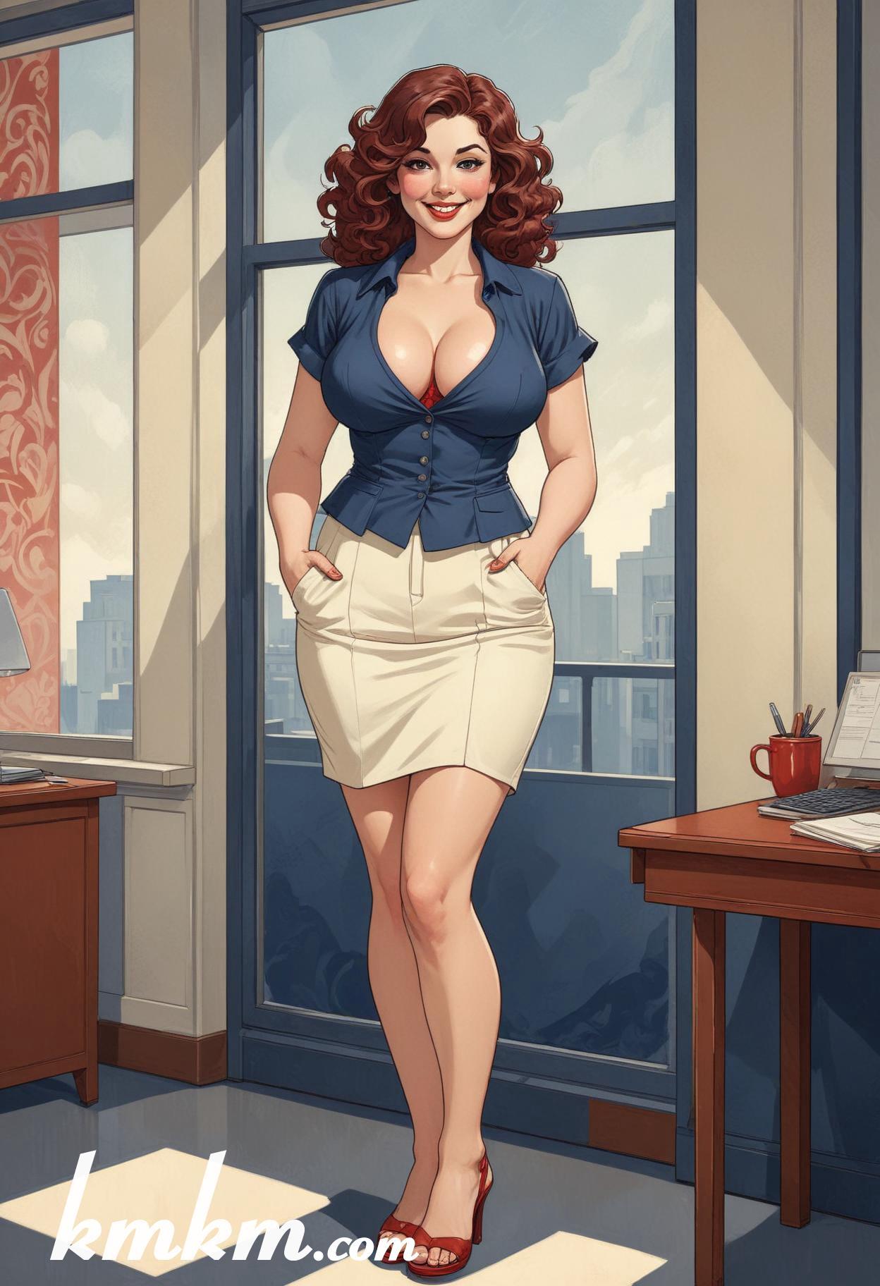 Businesswoman outfit skirt cartoon drawing 14