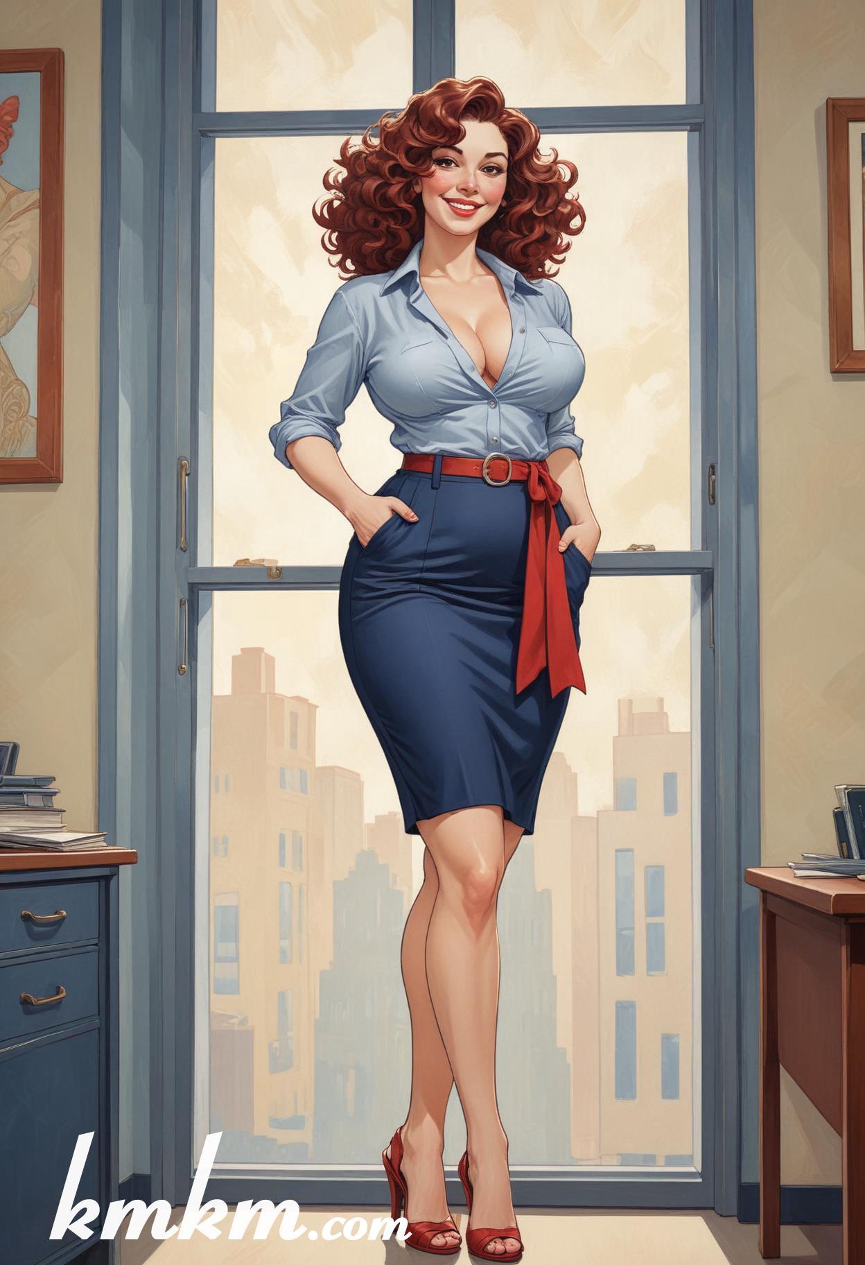 Businesswoman outfit skirt cartoon drawing 15