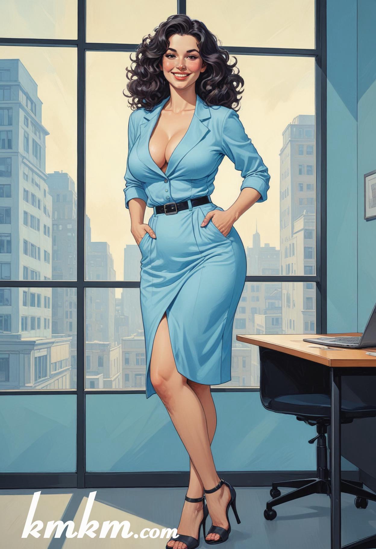 Businesswoman outfit skirt cartoon drawing 17