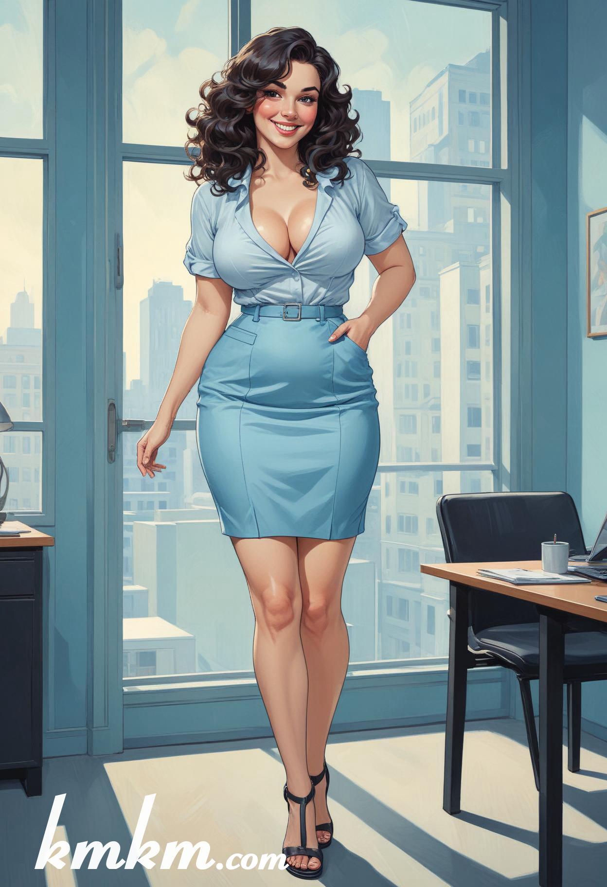 Businesswoman outfit skirt cartoon drawing 20