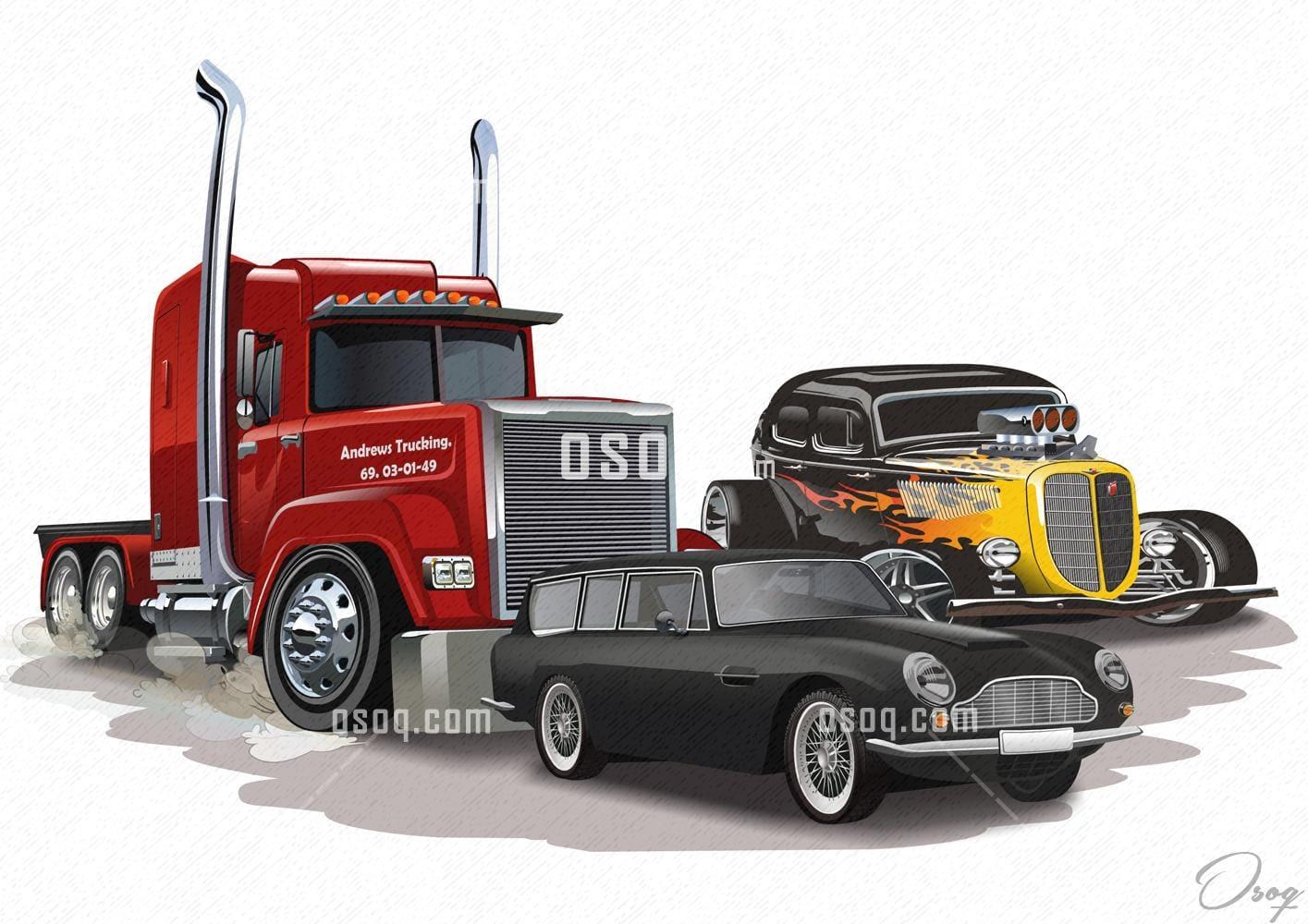 Automobile cartoon caricature 06