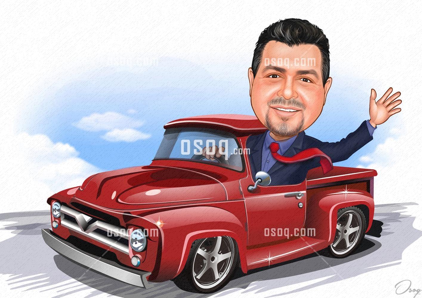 Automobile cartoon caricature 08