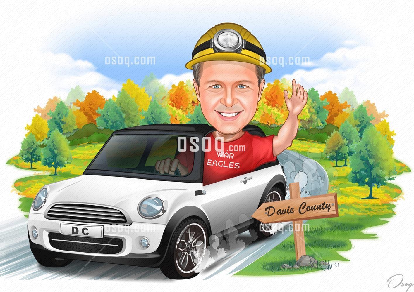 Automobile cartoon caricature 09