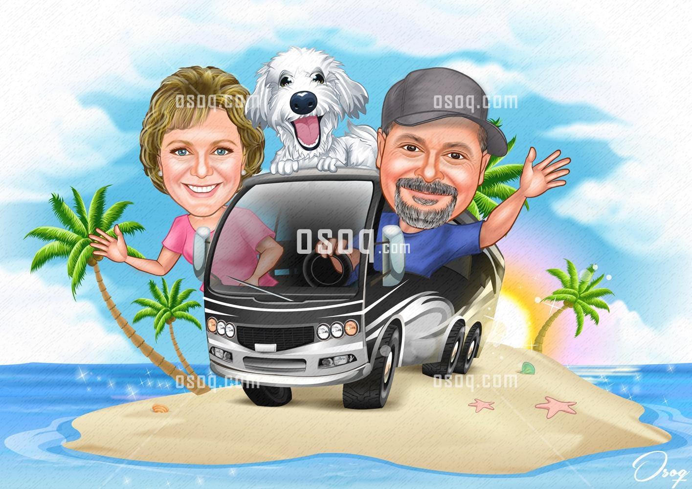 Couple cartoon caricature 01