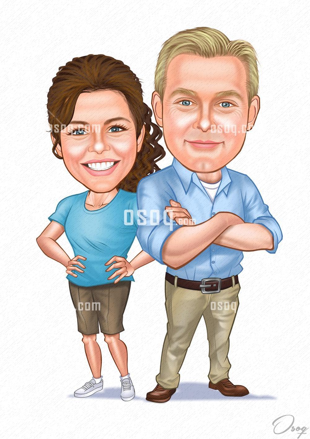 Couple cartoon caricature 02