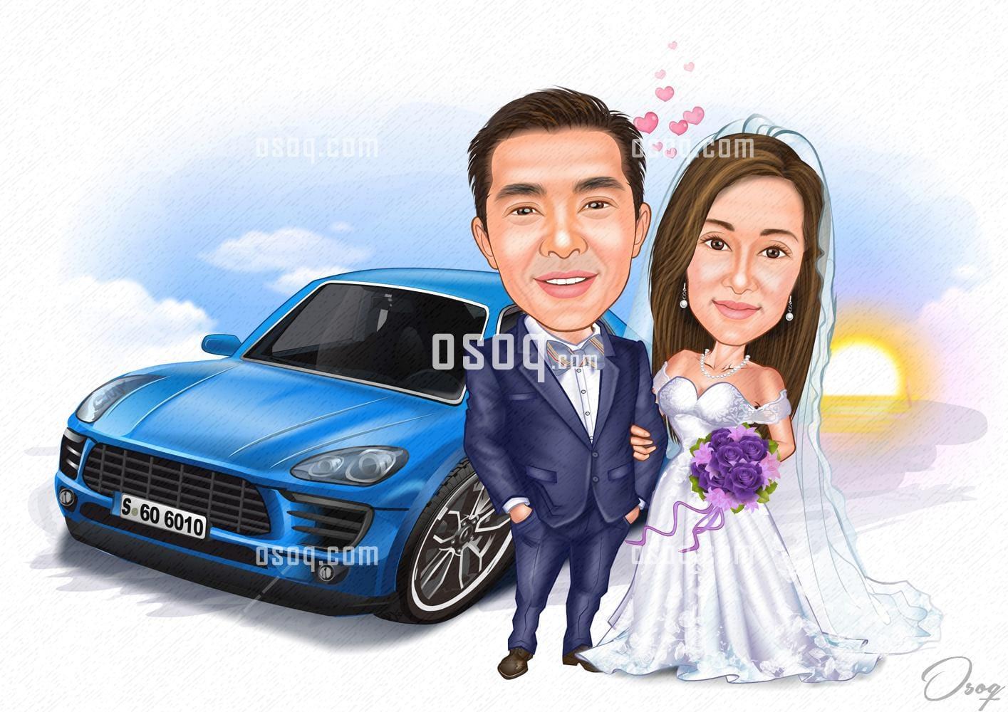 Couple cartoon caricature 03