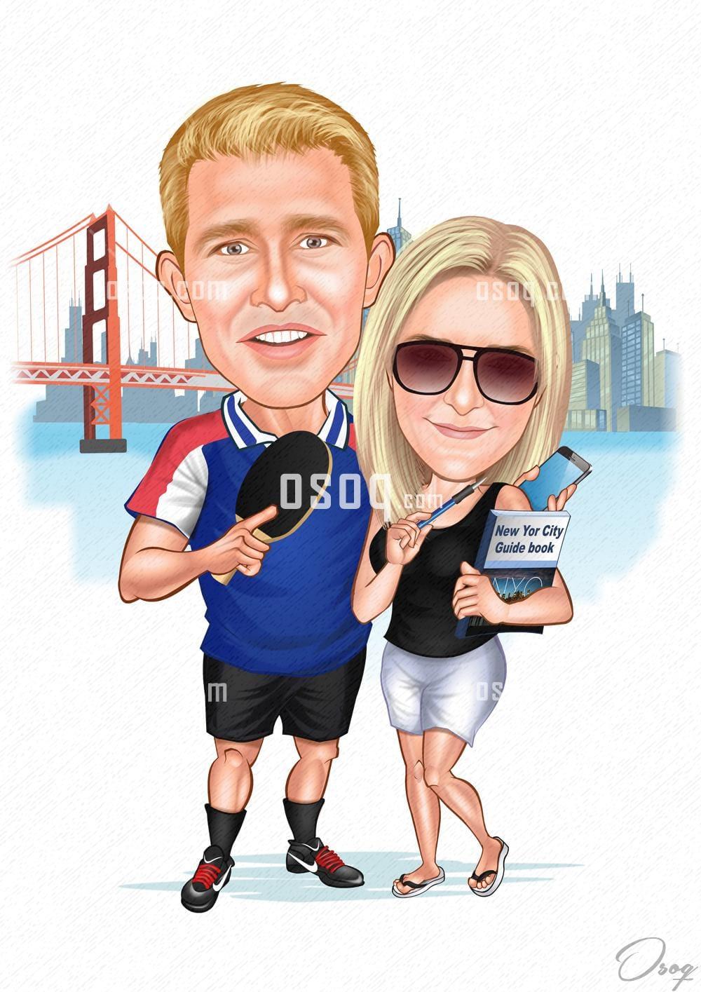 Couple cartoon caricature 04