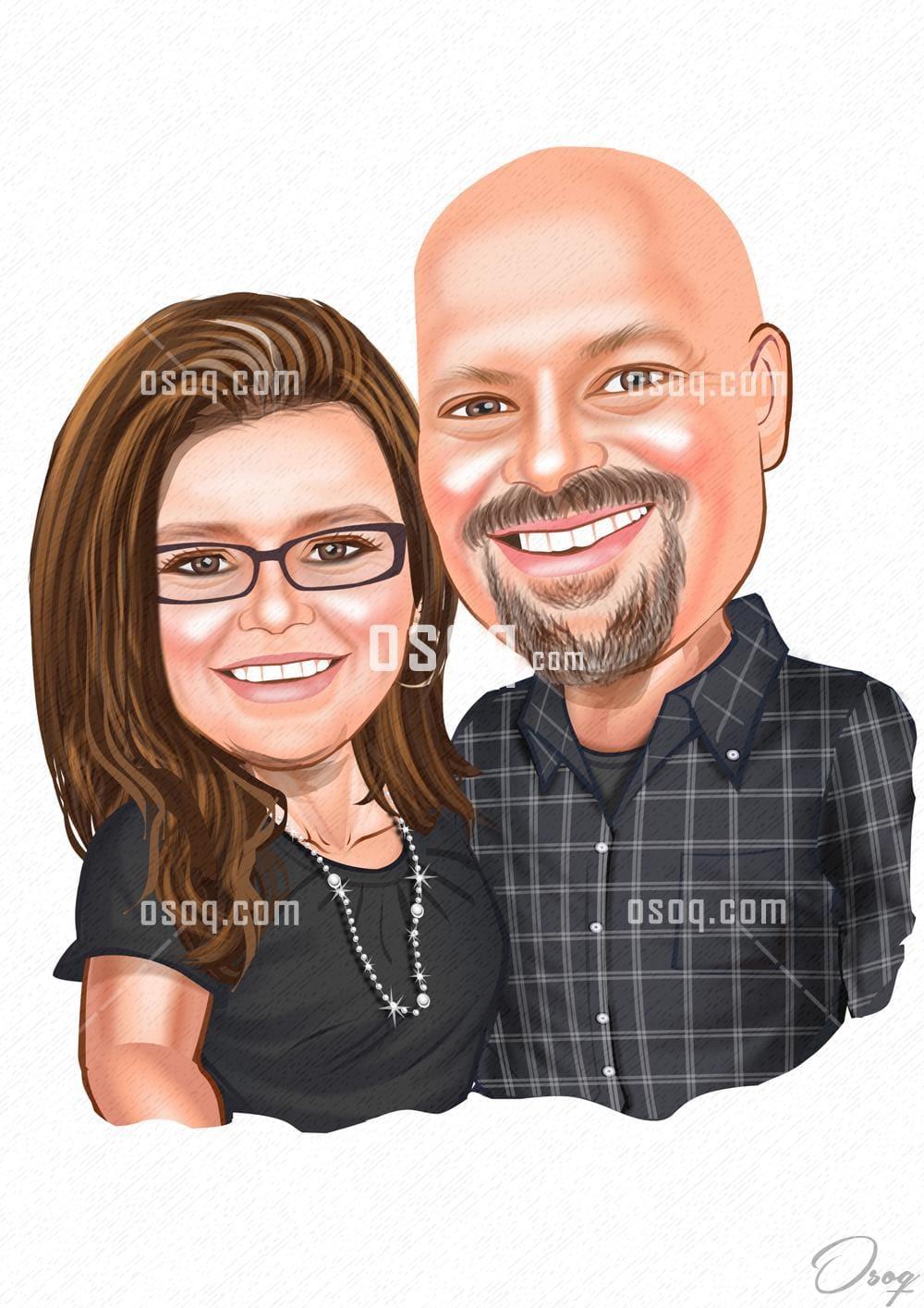 Couple cartoon caricature 09