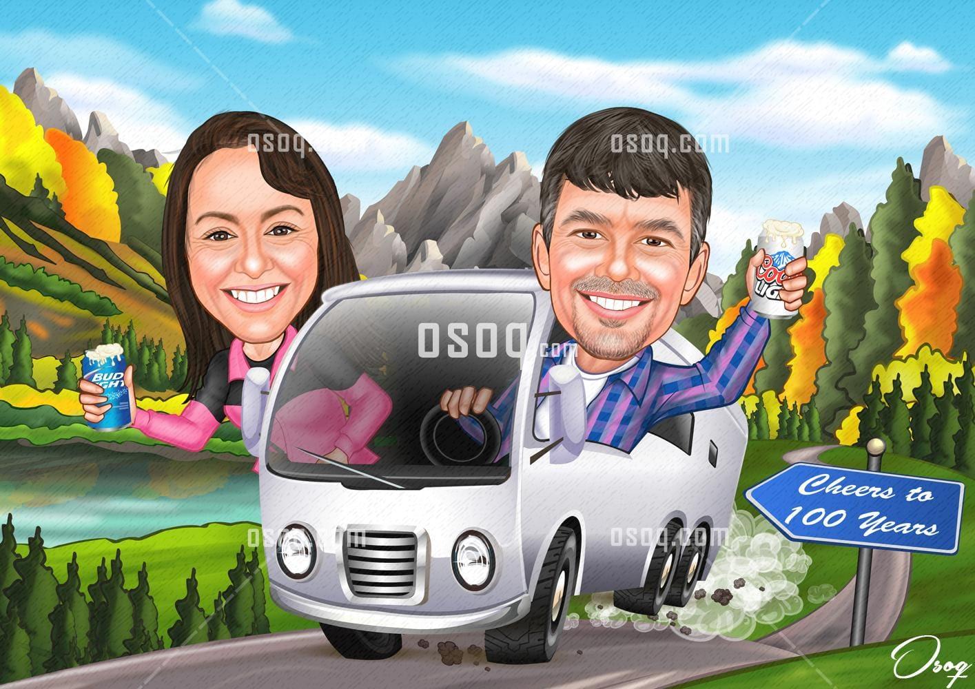 Couple cartoon caricature 13