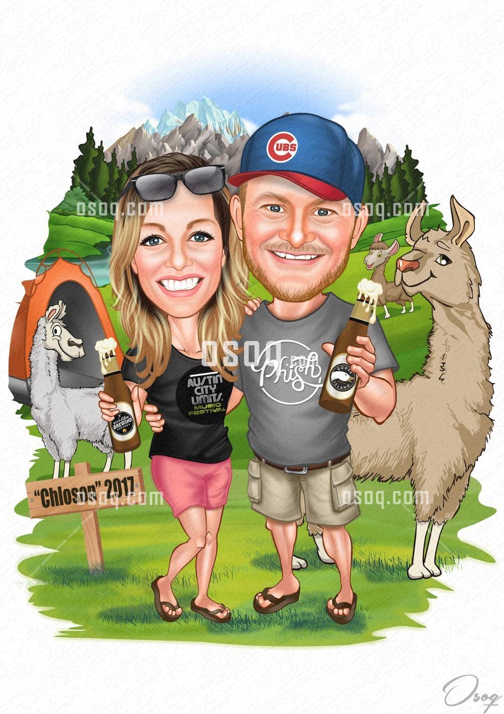 Couple cartoon caricature 14