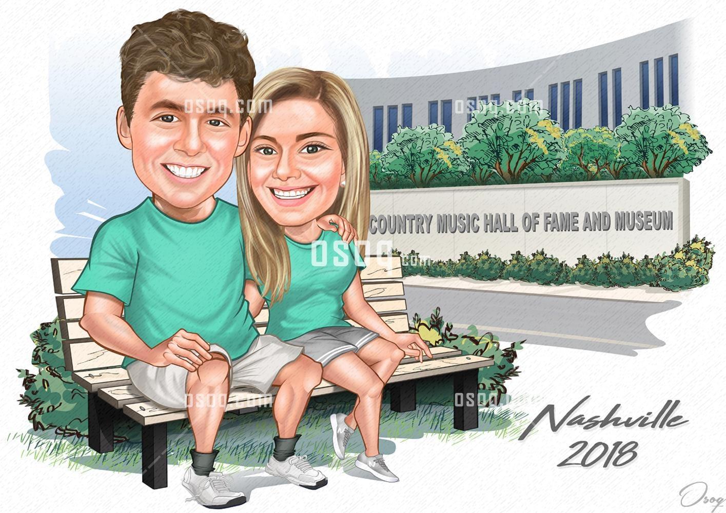 Couple cartoon caricature 17