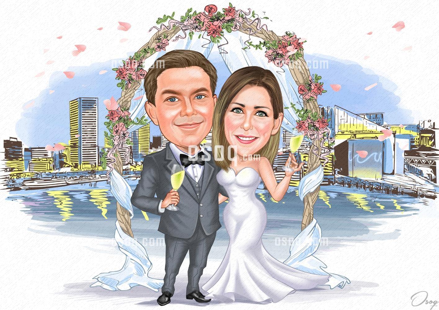 Couple cartoon caricature 18