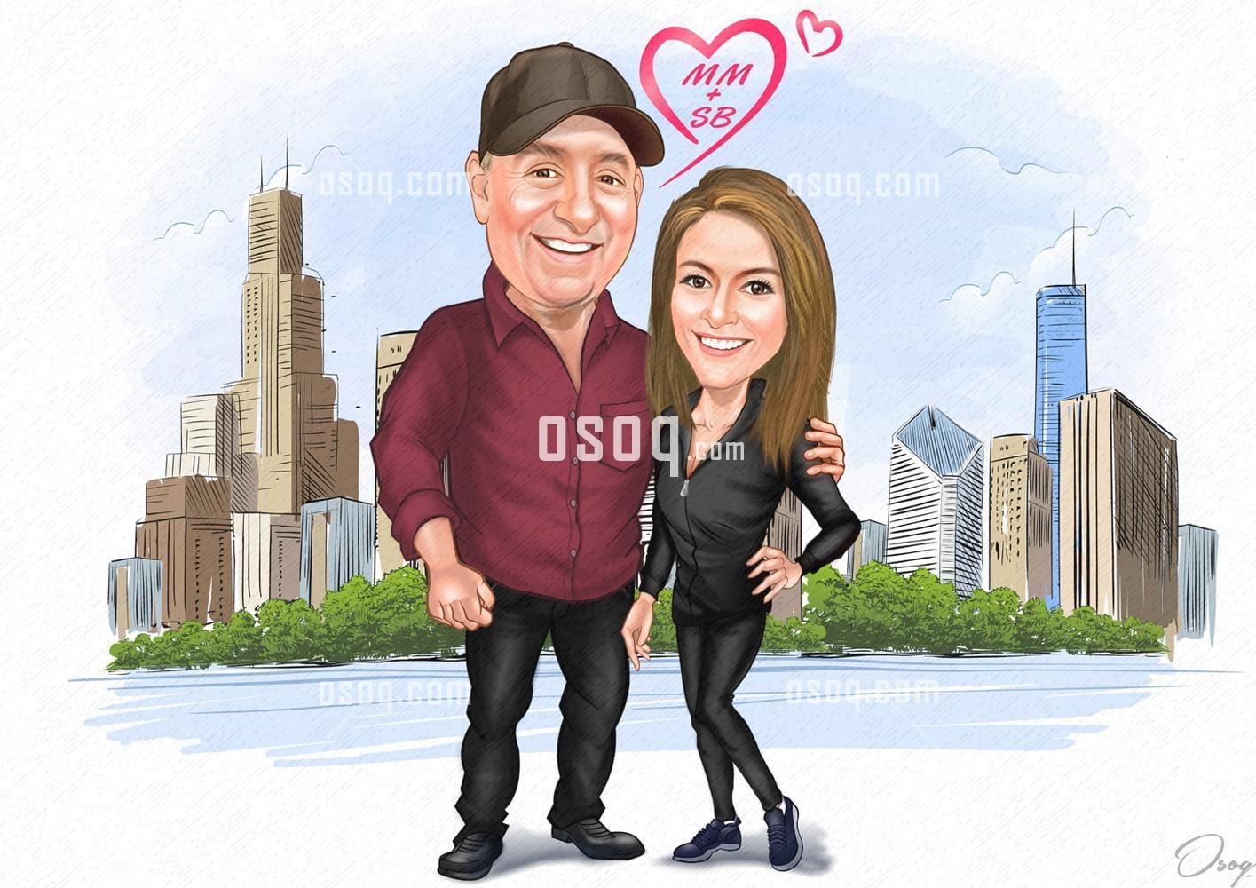 Couple cartoon portrait 01