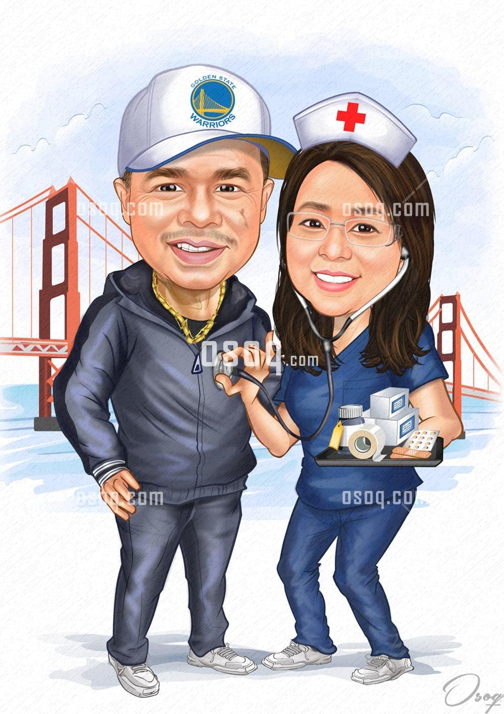 Couple cartoon portrait 11