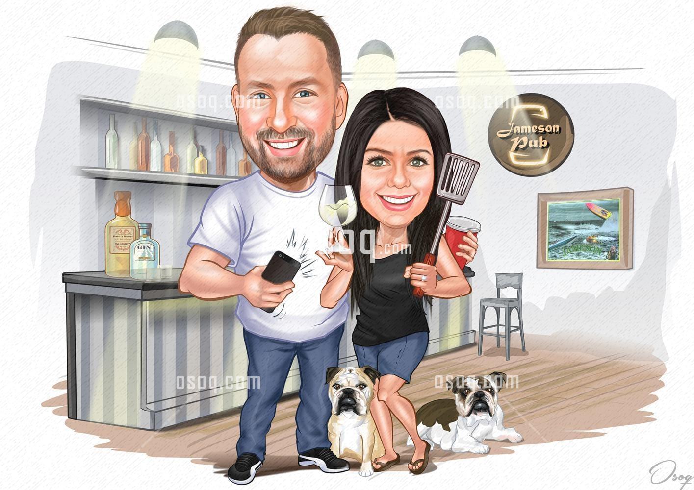 Couple cartoon portrait 14