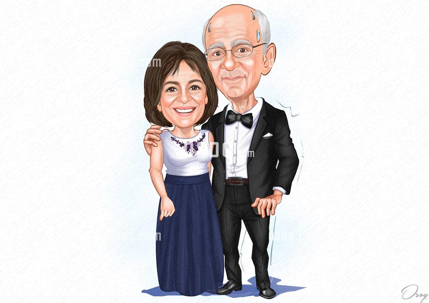 Couple cartoon portrait 17