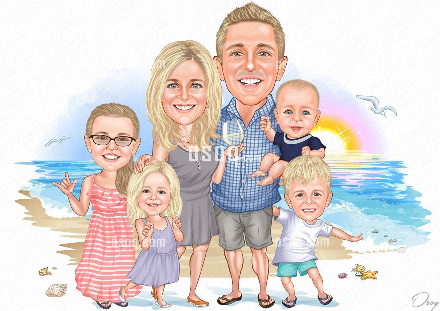 Family cartoon portrait 04